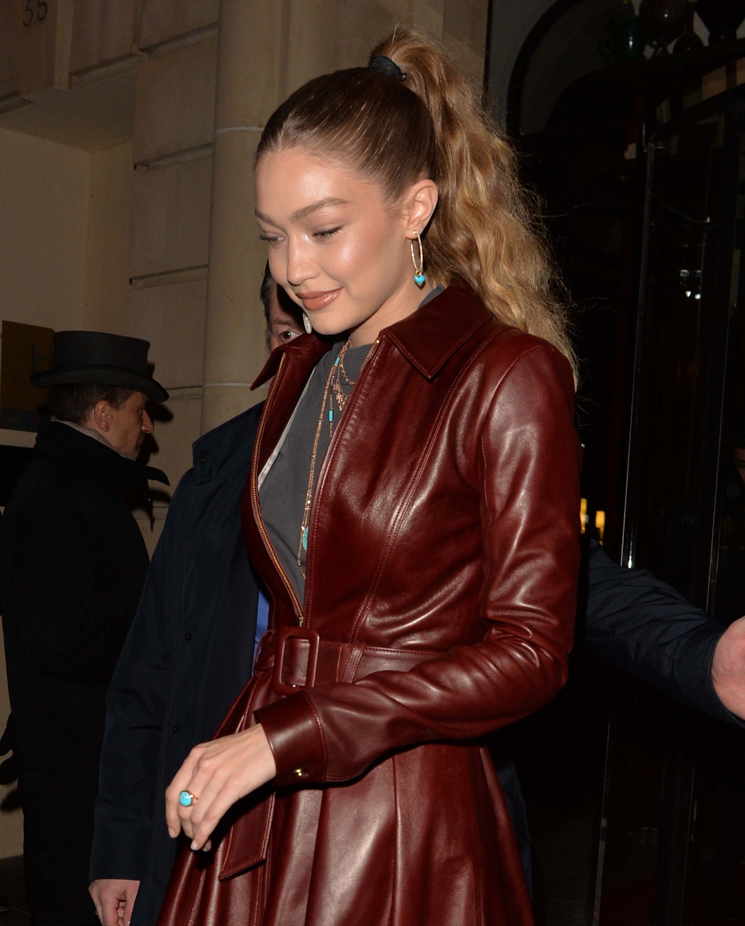 Gigi Hadid arriving at Tommy Hilfiger fashion show