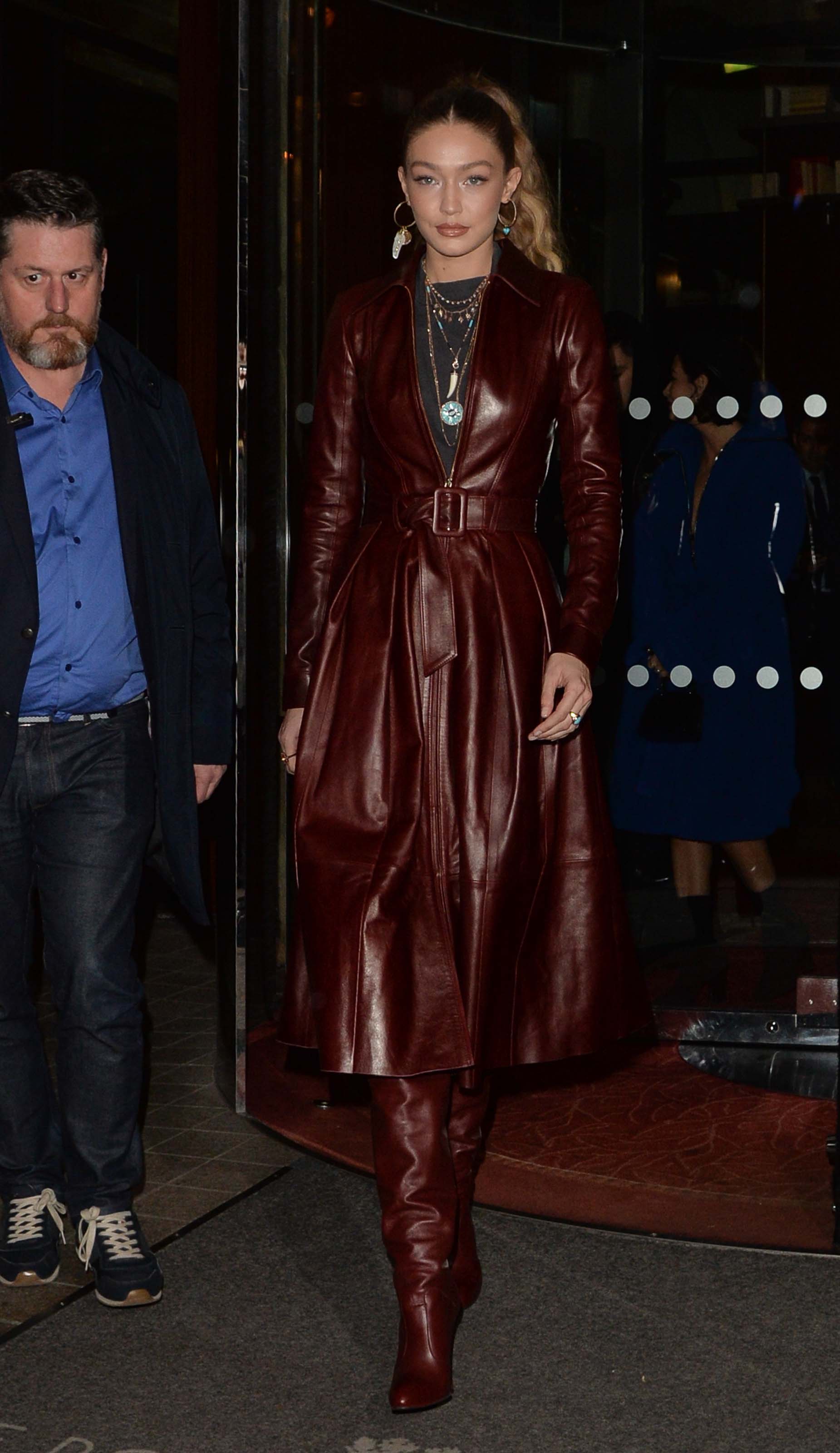 Gigi Hadid arriving at Tommy Hilfiger fashion show