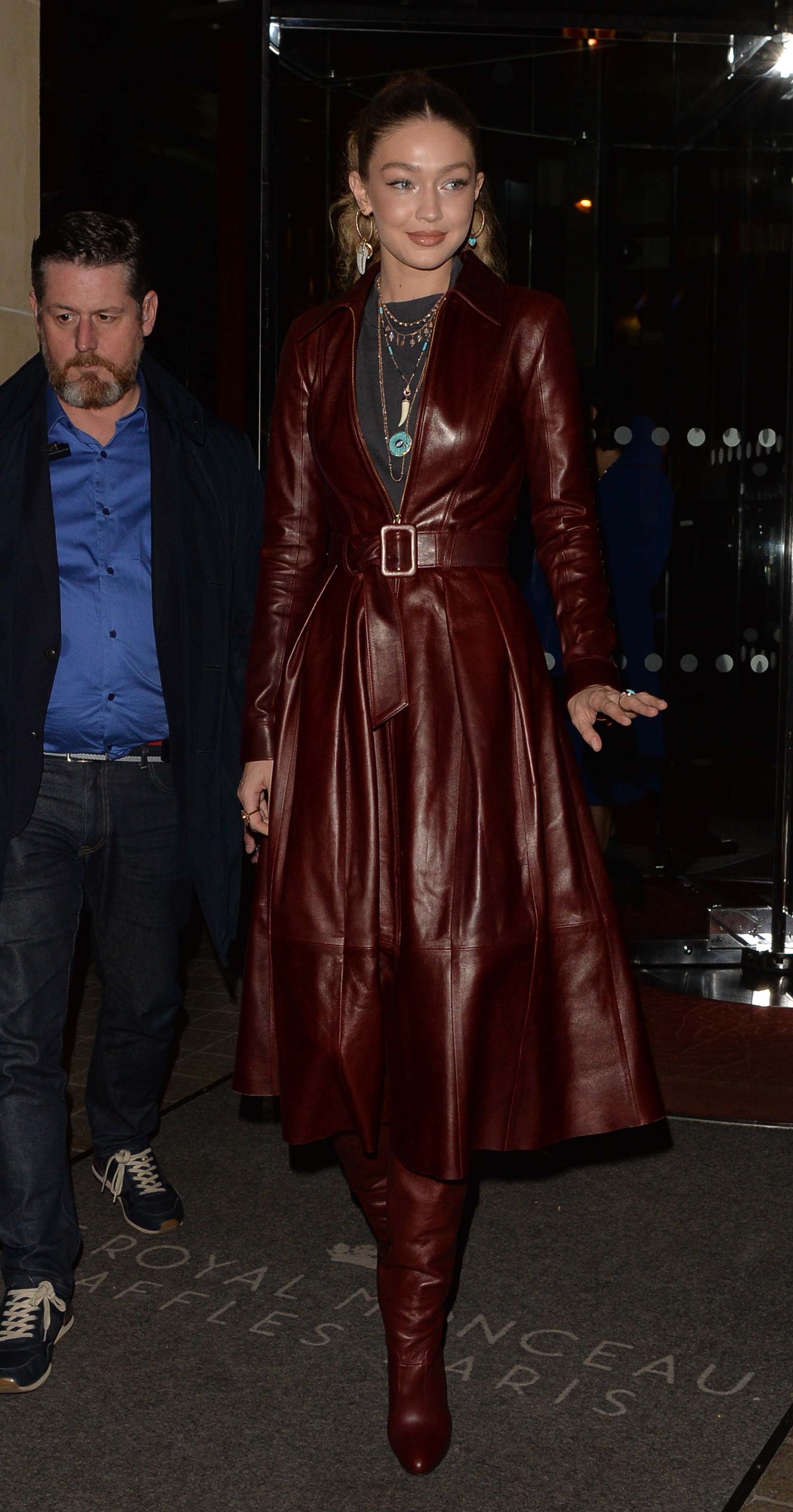 Gigi Hadid arriving at Tommy Hilfiger fashion show