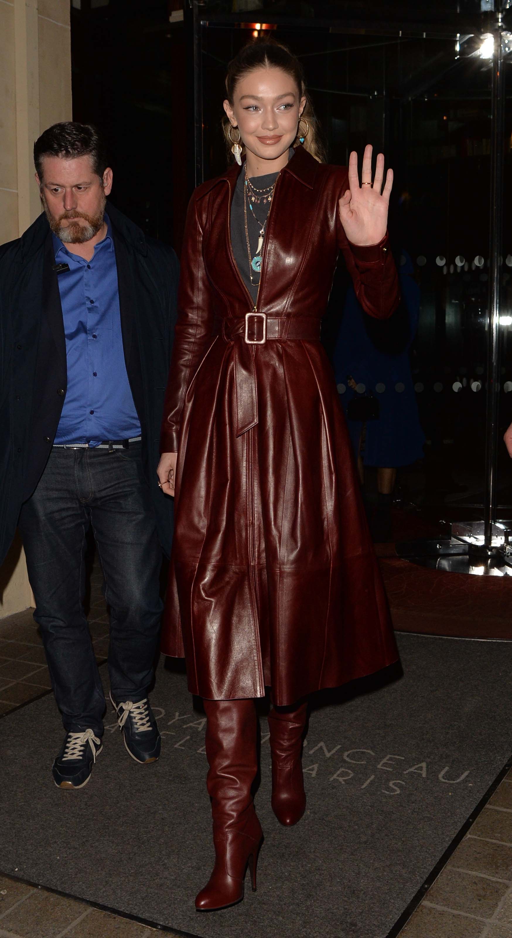 Gigi Hadid arriving at Tommy Hilfiger fashion show