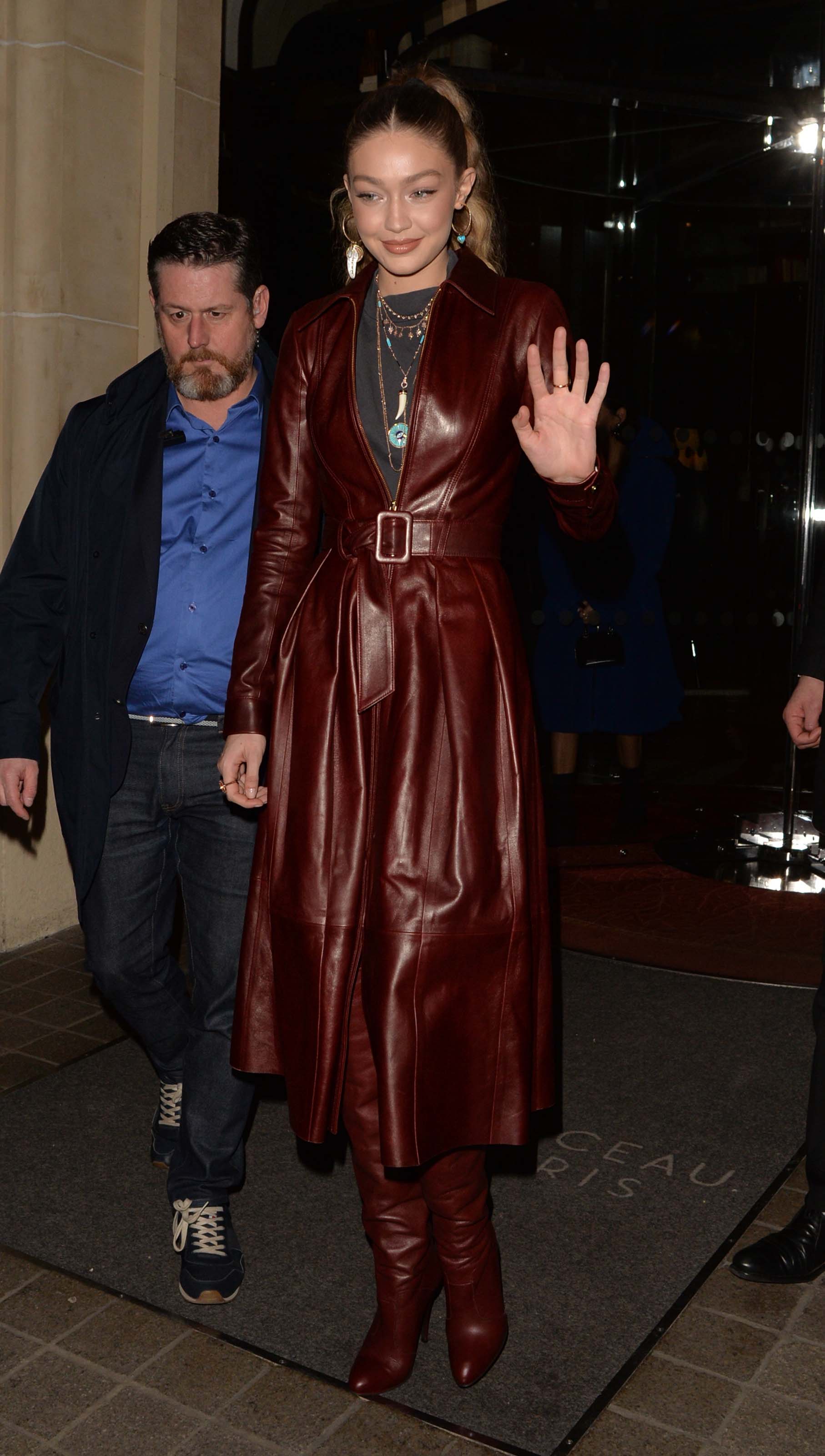 Gigi Hadid arriving at Tommy Hilfiger fashion show