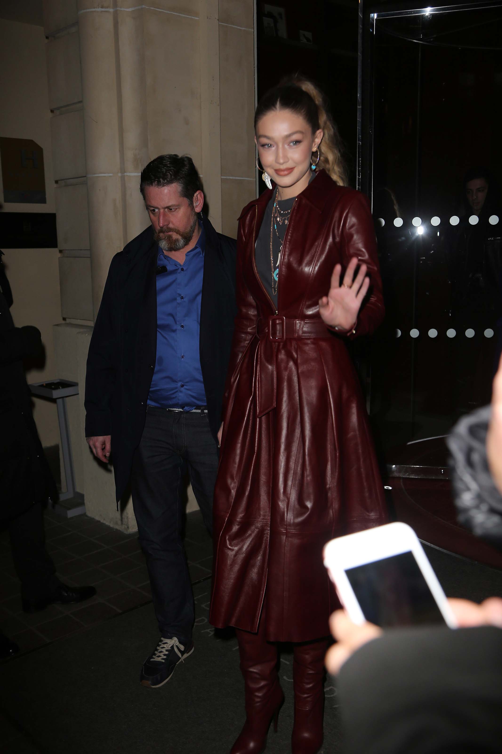 Gigi Hadid arriving at Tommy Hilfiger fashion show