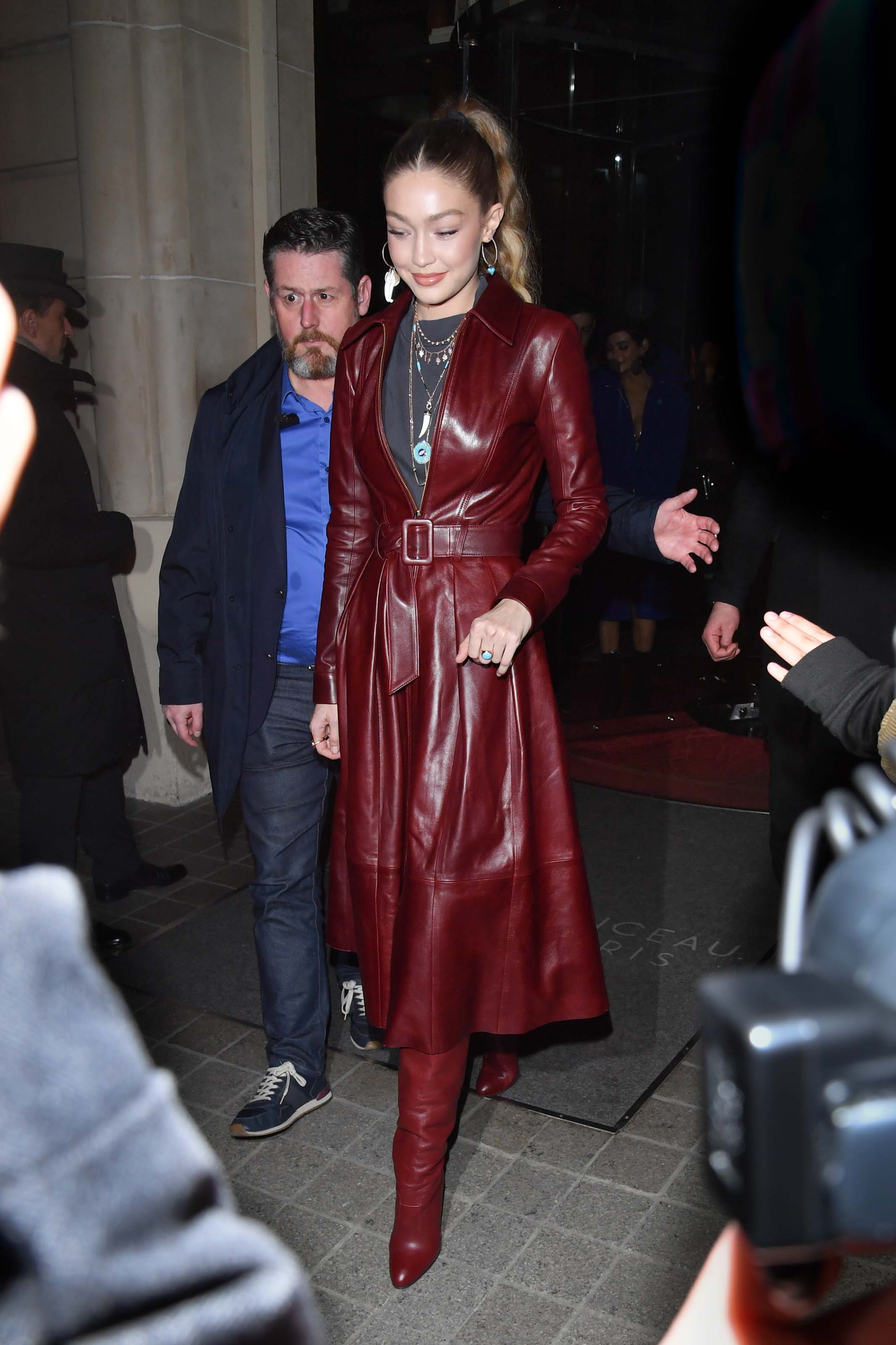 Gigi Hadid arriving at Tommy Hilfiger fashion show