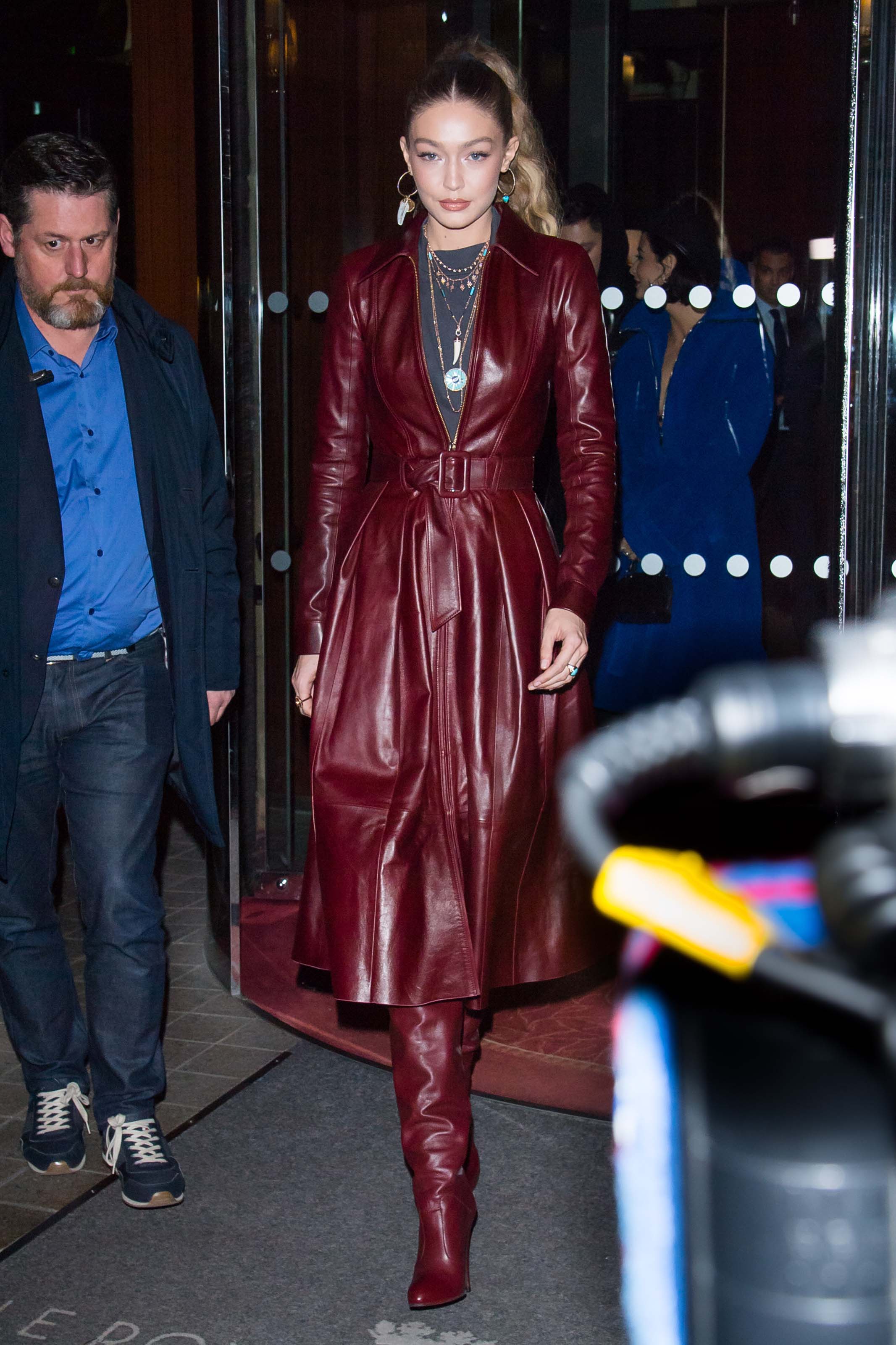 Gigi Hadid arriving at Tommy Hilfiger fashion show