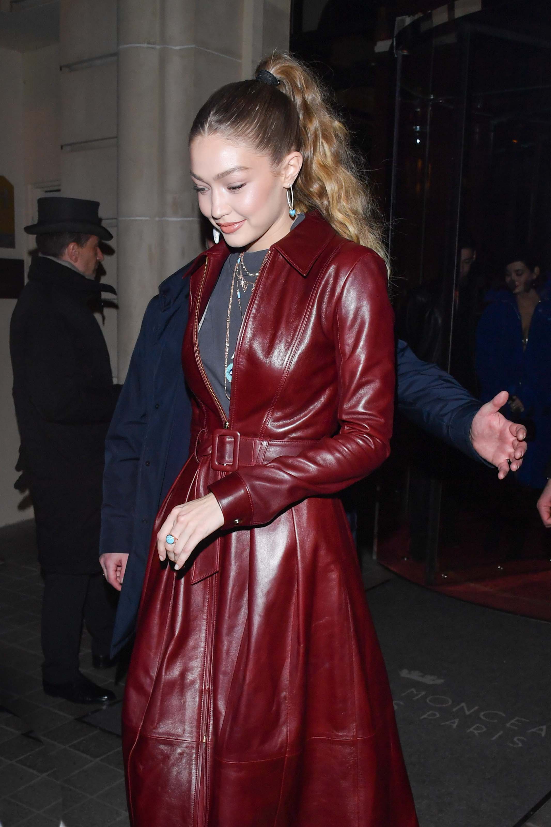 Gigi Hadid arriving at Tommy Hilfiger fashion show