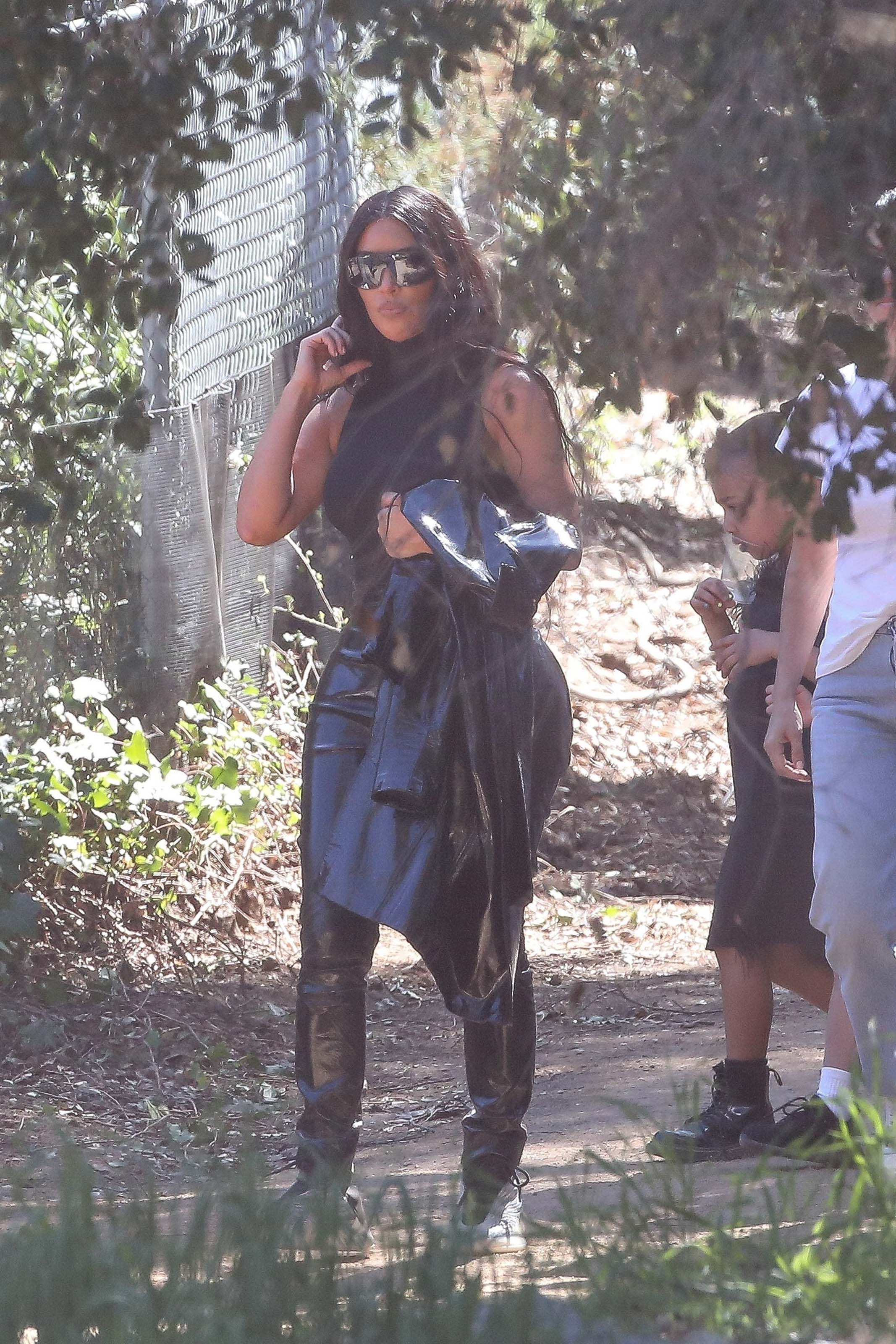 Kim Kardashian is seen leaving Kanye West’s church service