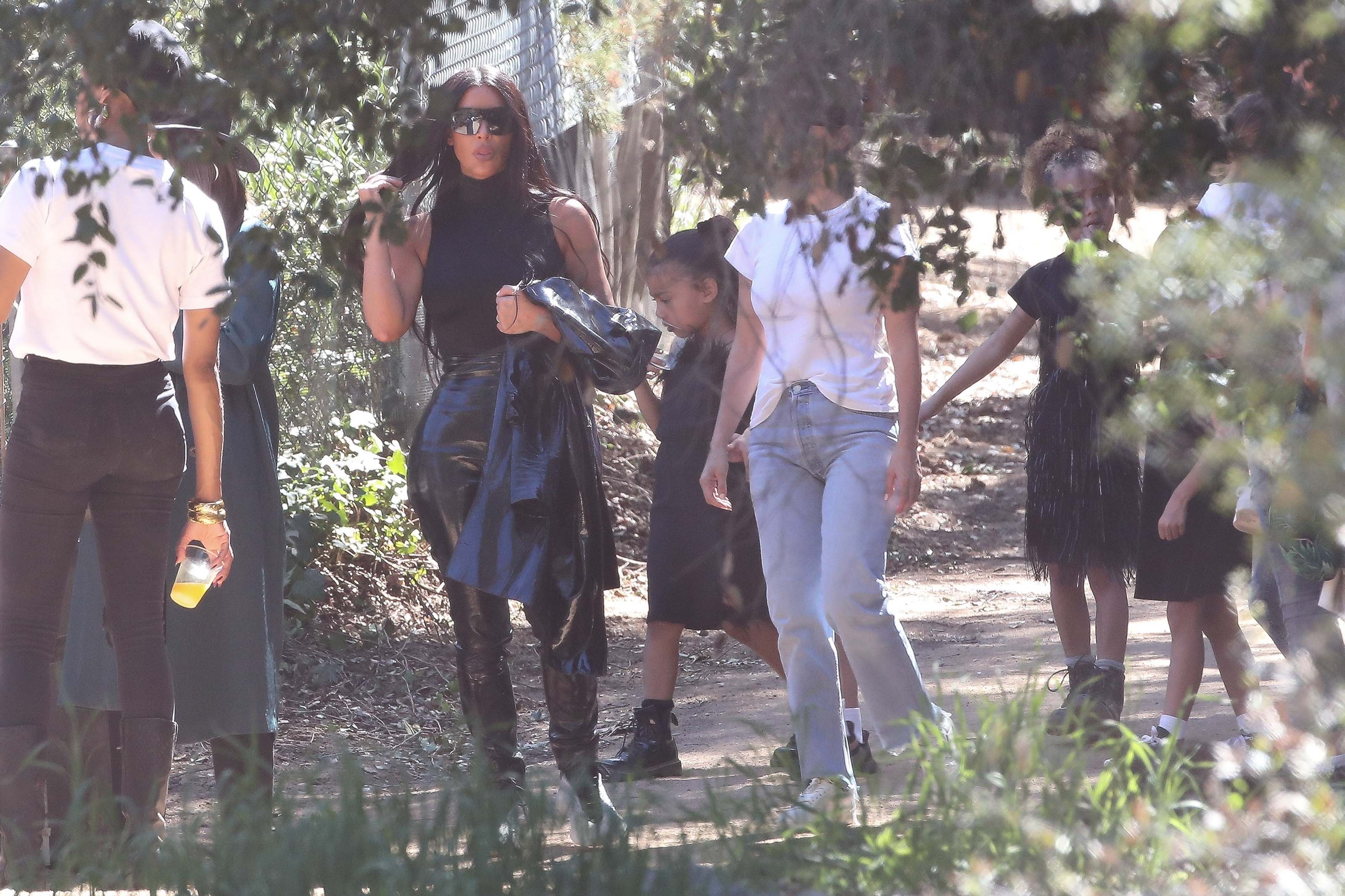 Kim Kardashian is seen leaving Kanye West’s church service