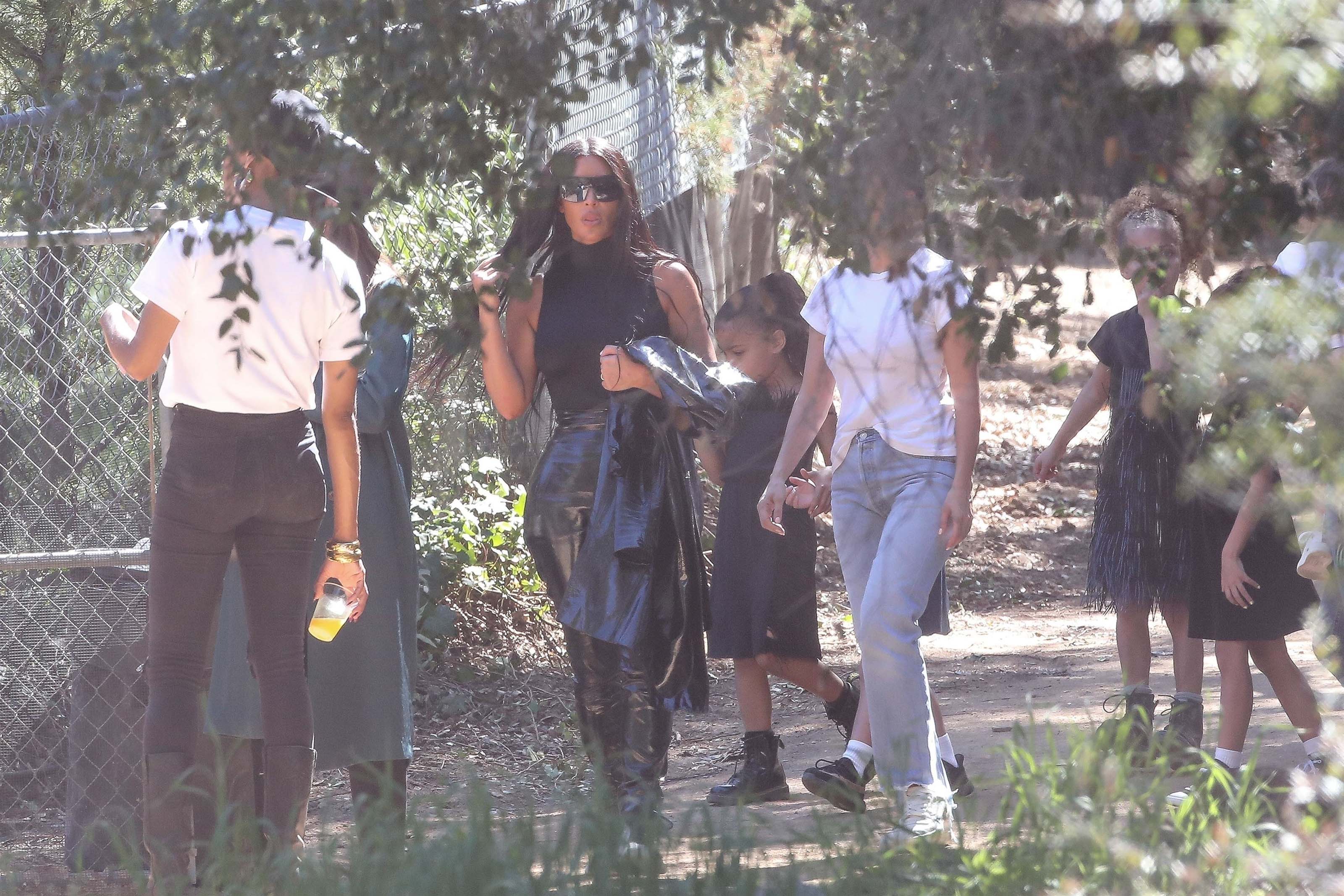 Kim Kardashian is seen leaving Kanye West’s church service