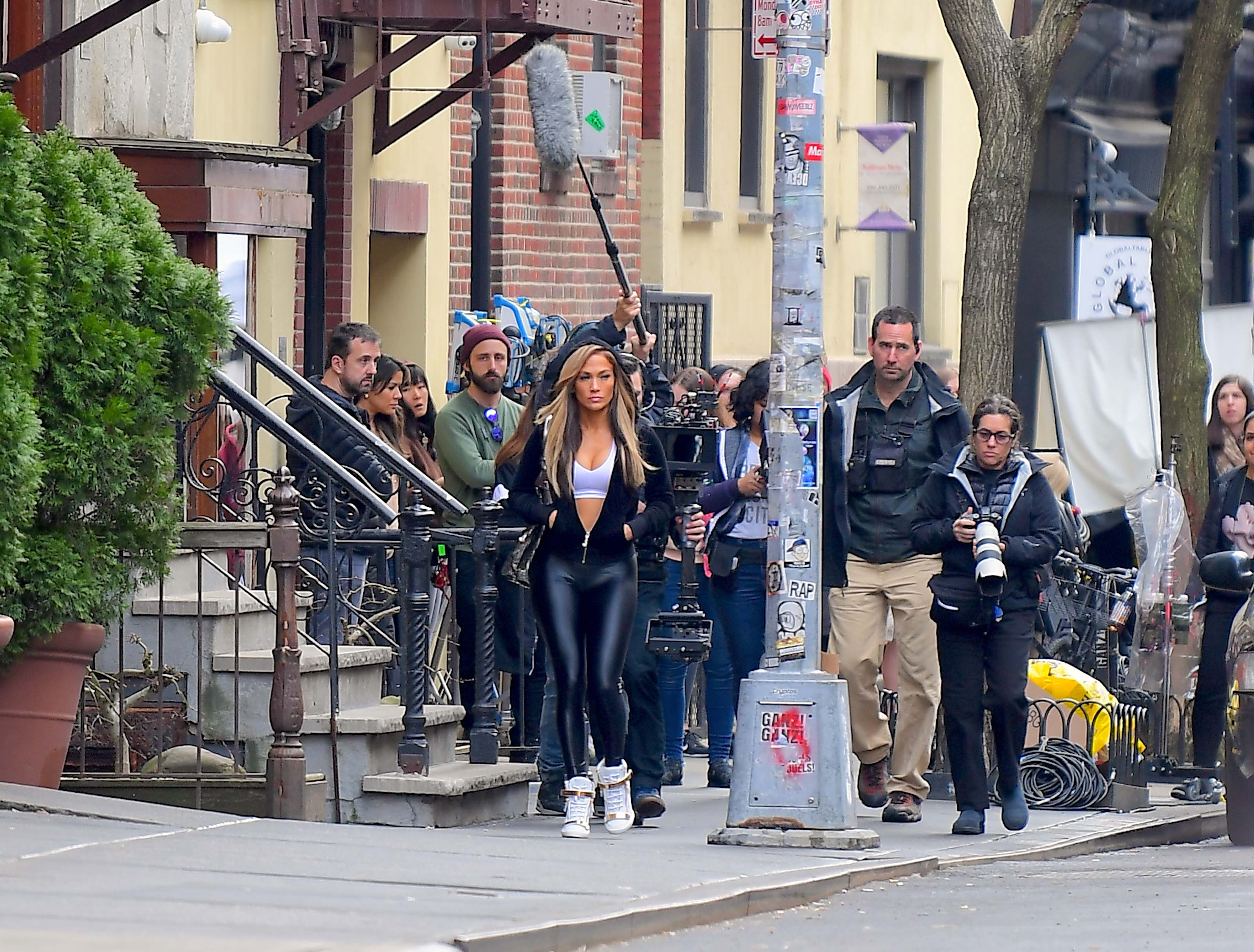 Jennifer Lopez on set as a part of her role in Hustlers