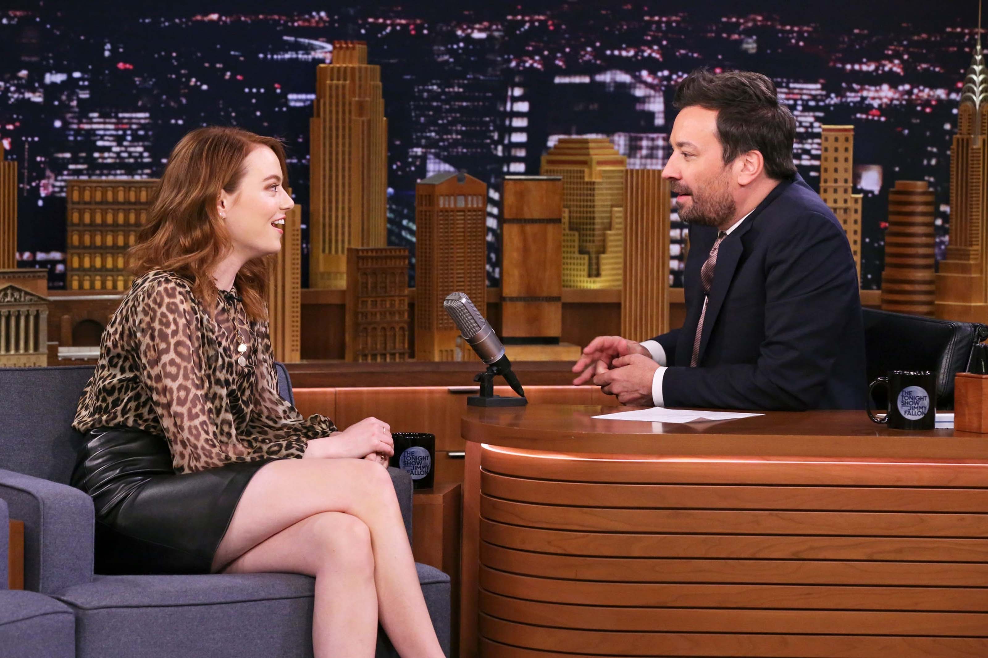 Emma Stone attends The Tonight Show