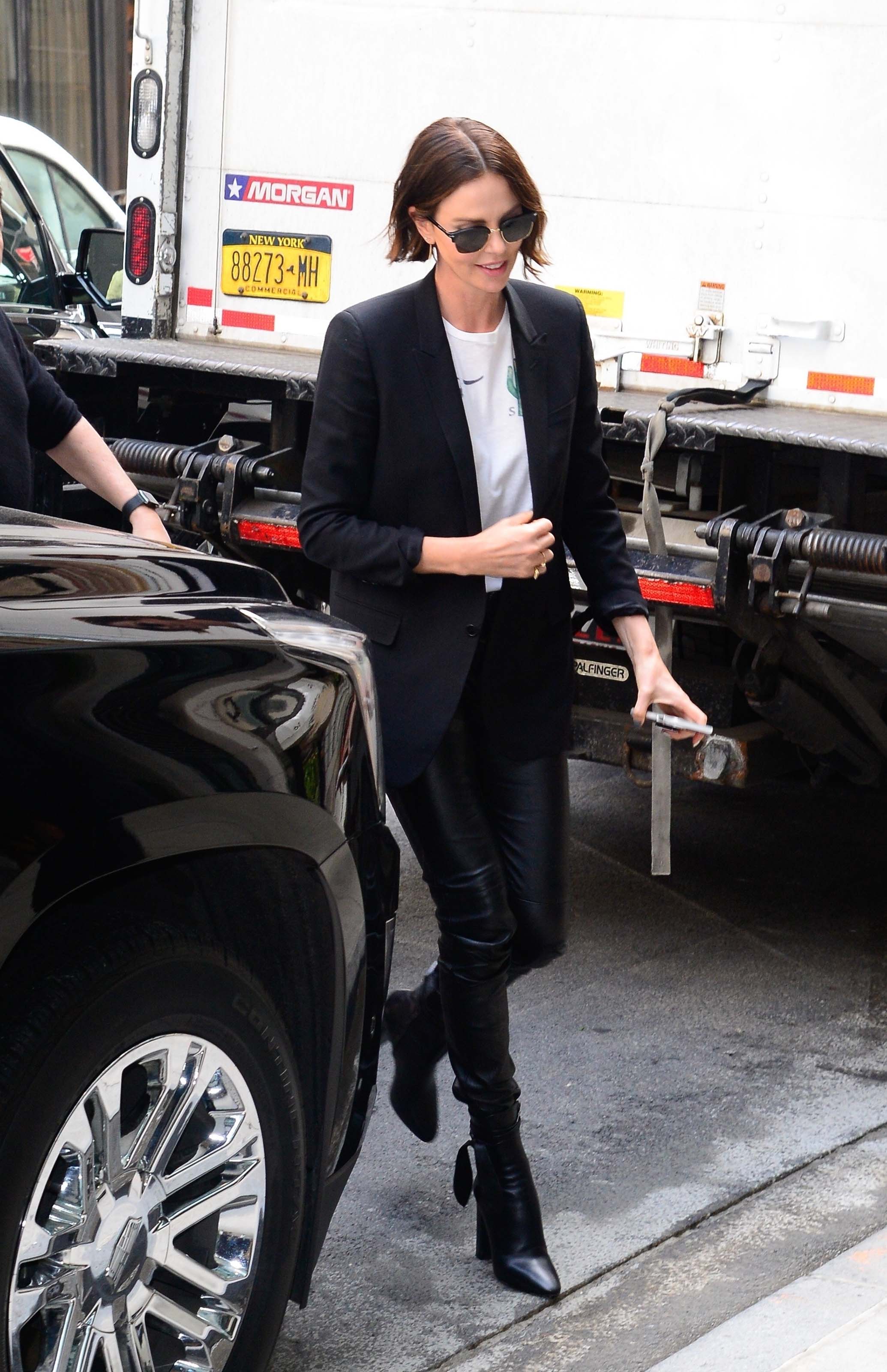 Charlize Theron promoting Long Shot In New York 04/29/2019