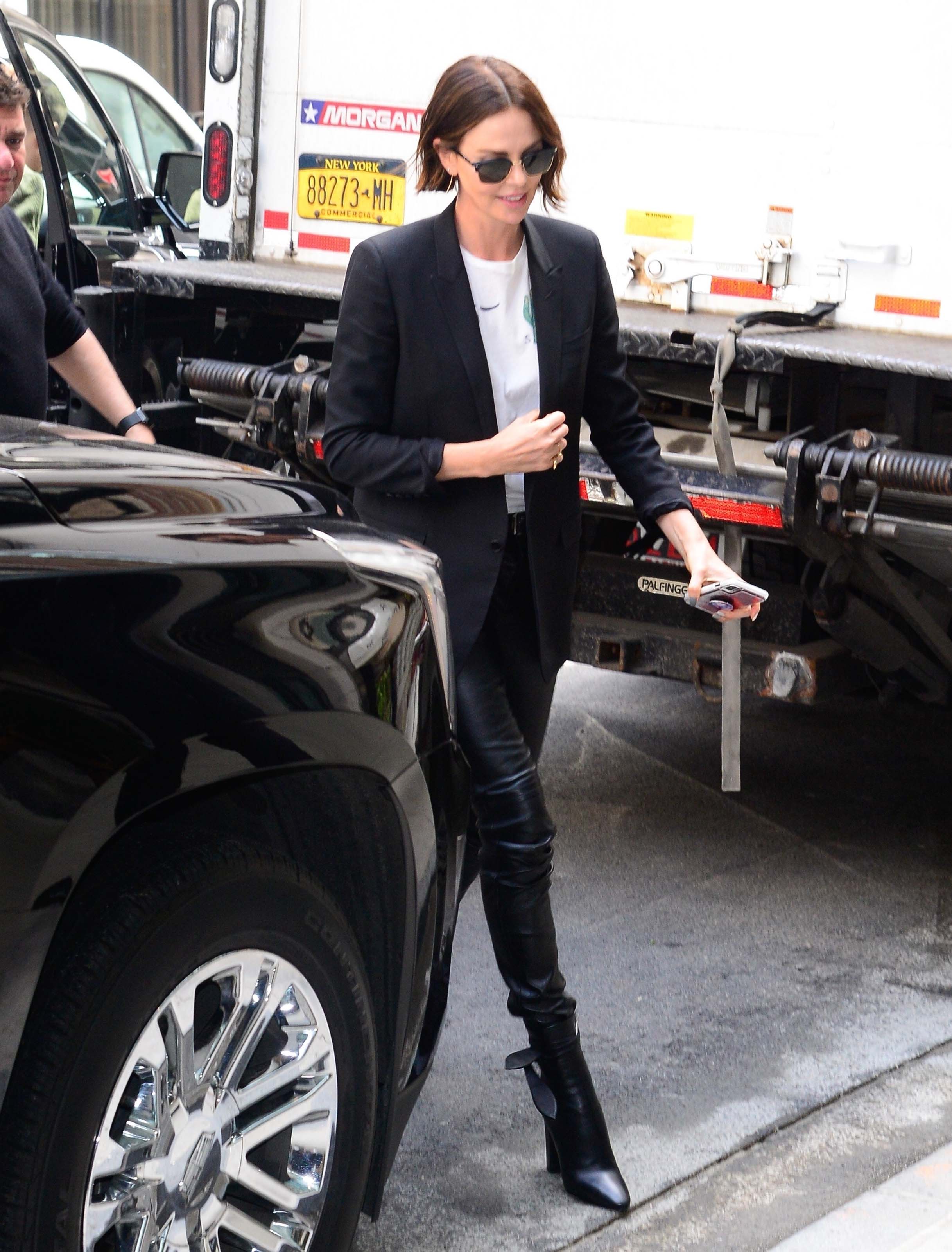Charlize Theron promoting Long Shot In New York 04/29/2019