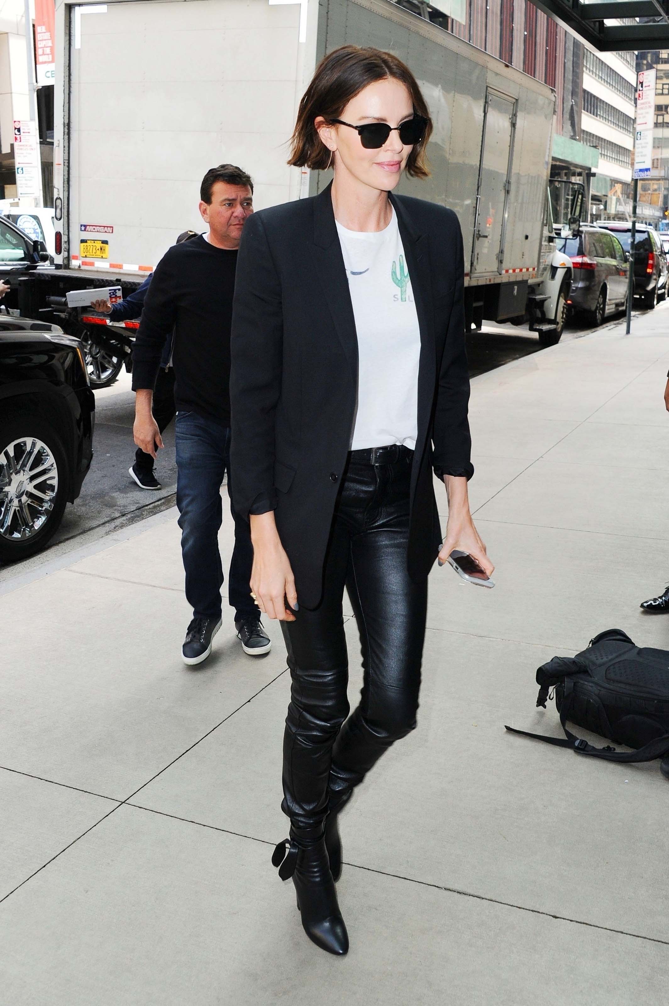 Charlize Theron promoting Long Shot In New York 04/29/2019