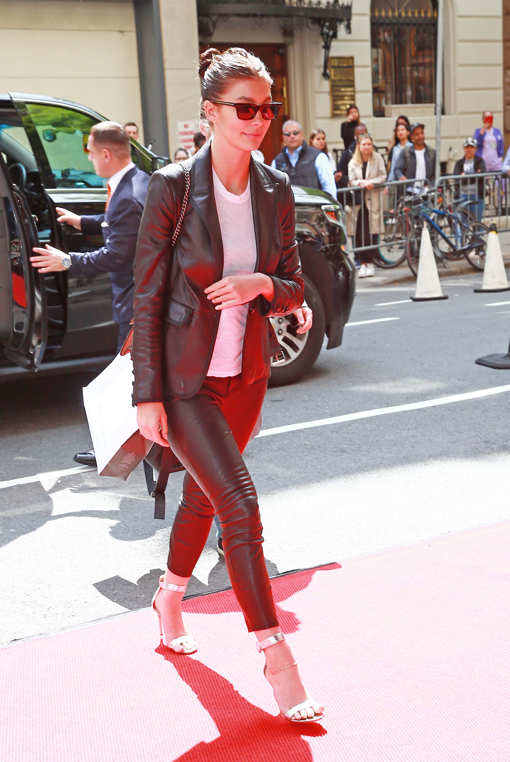 Camila Morrone arriving at The Mark Hotel