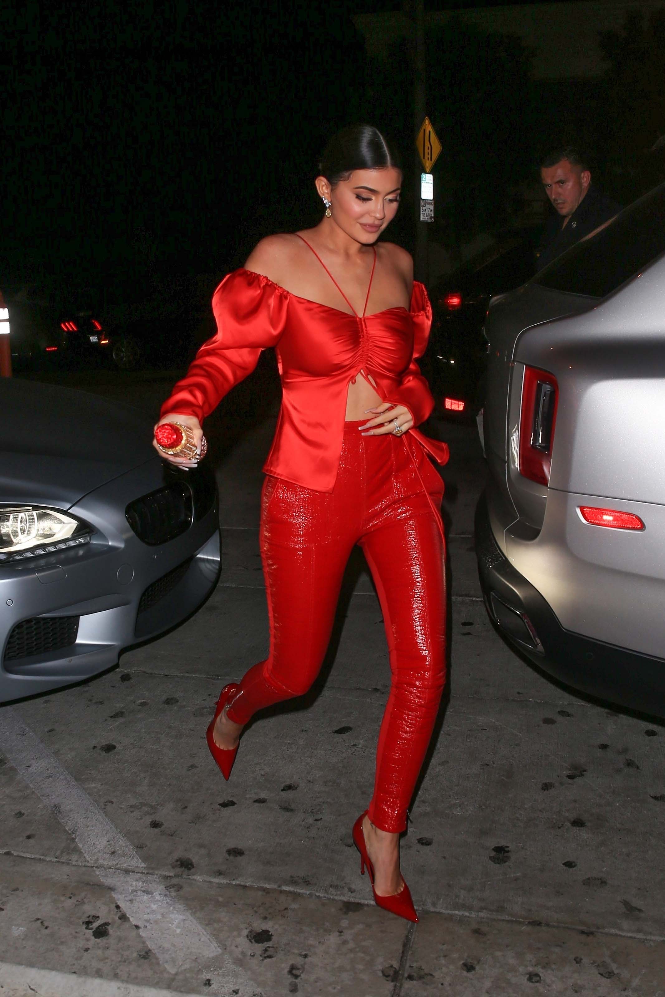 Kylie Jenner arrives for dinner at catch restaurant