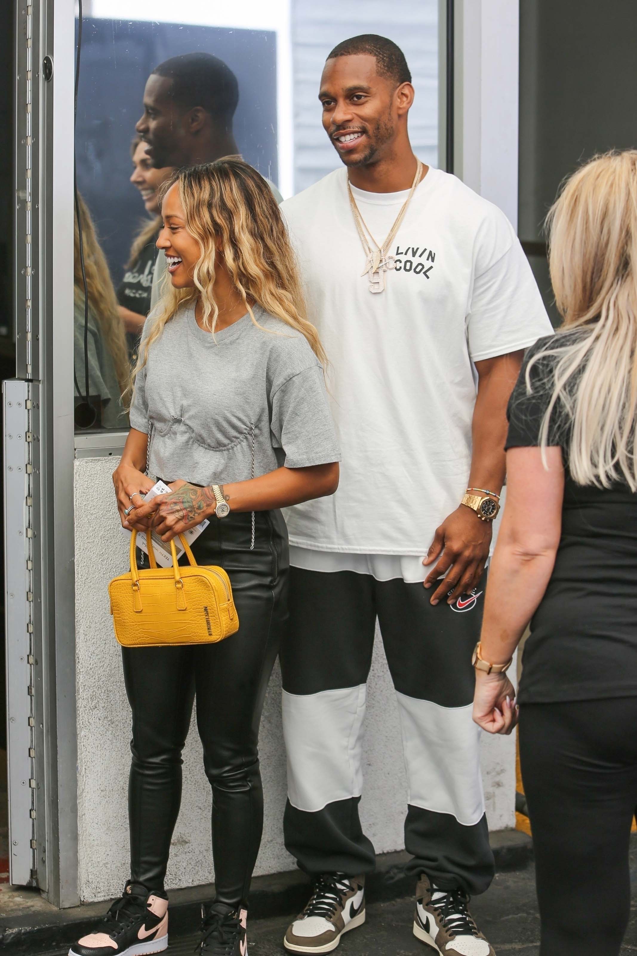 Karrueche Tran out for lunch at E Baldi