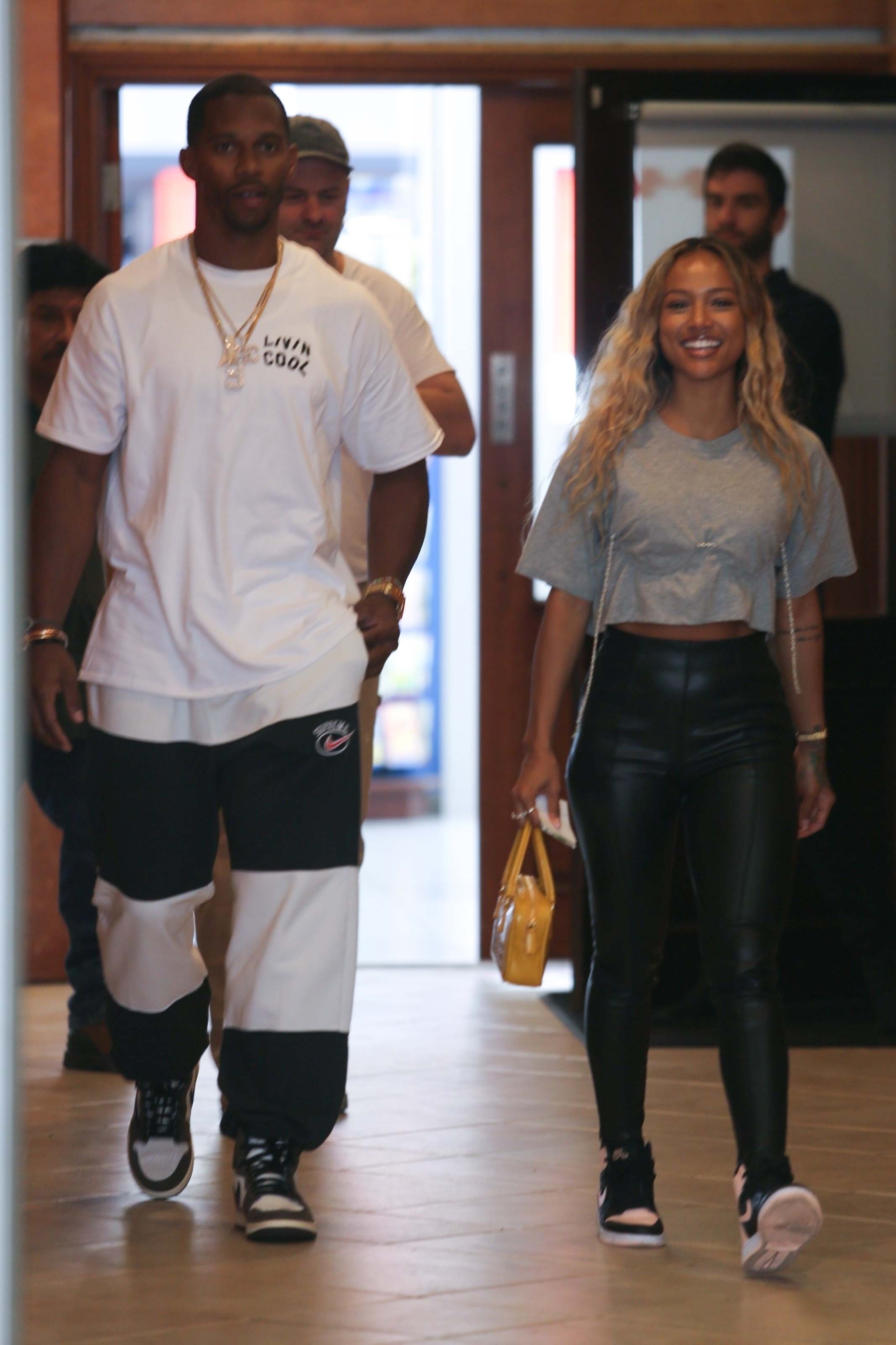 Karrueche Tran out for lunch at E Baldi