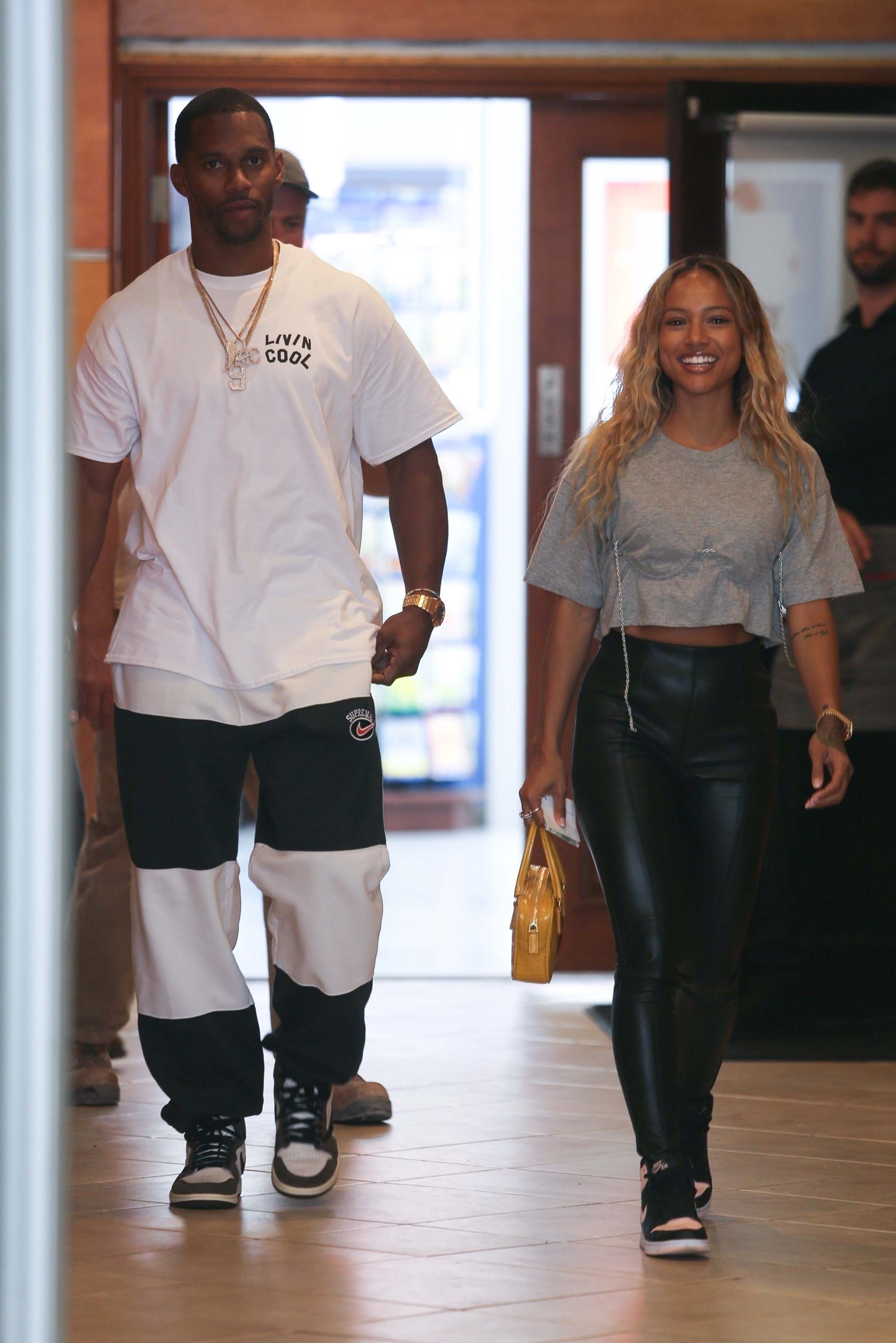 Karrueche Tran out for lunch at E Baldi