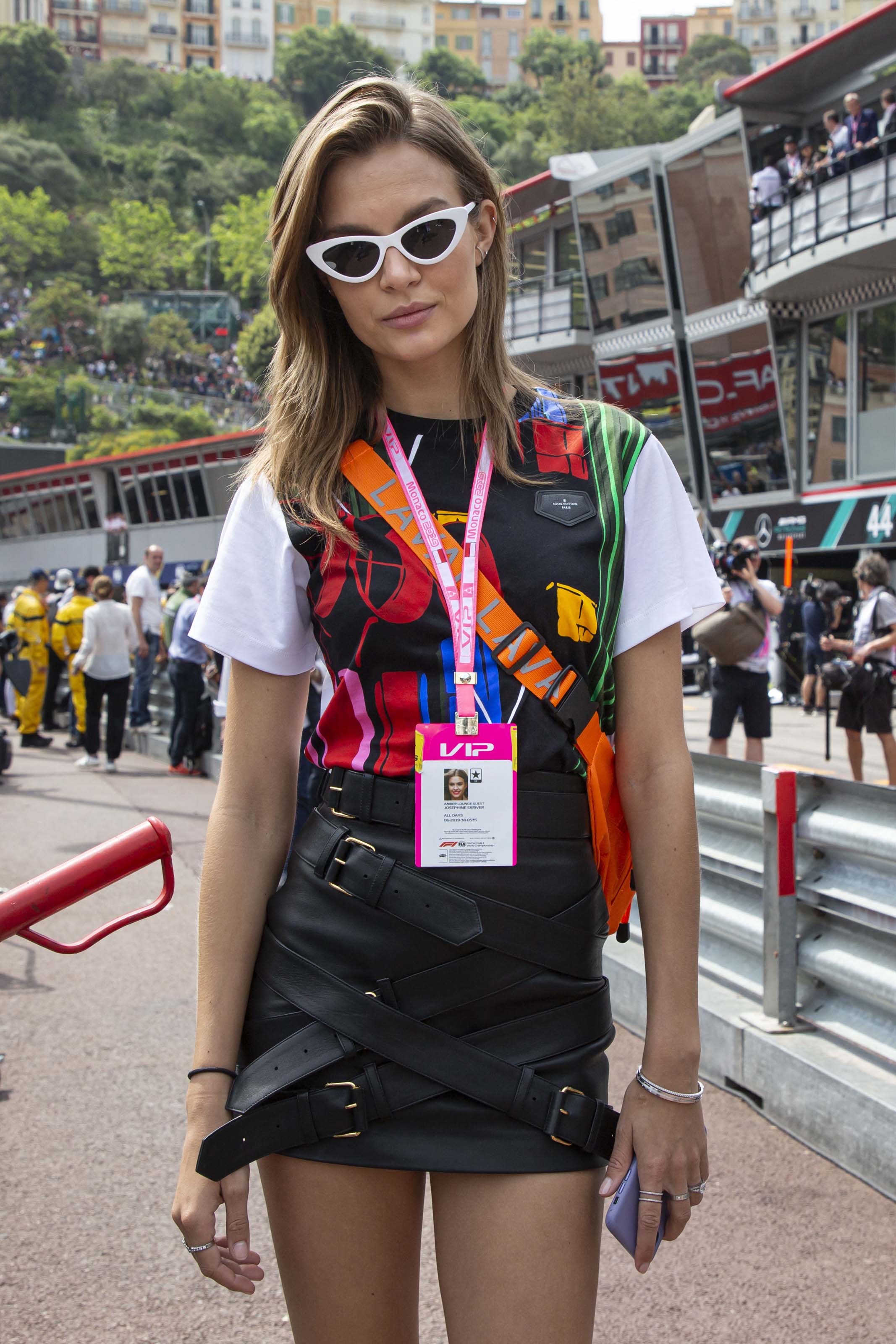 Josephine Skriver attends the 77th Formula 1 Grand Prix