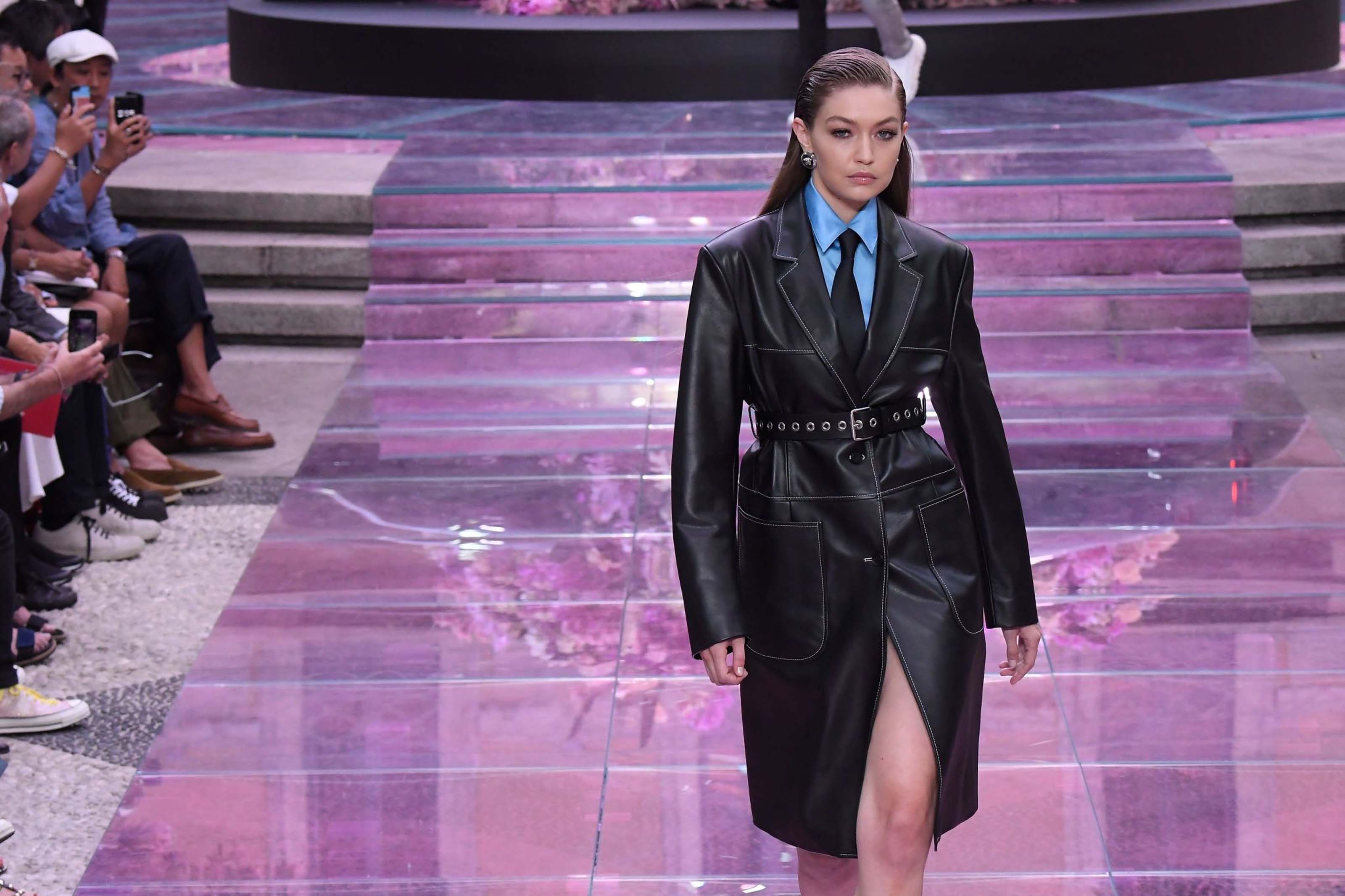 Gigi Hadid on the runway at the Versace fashion show