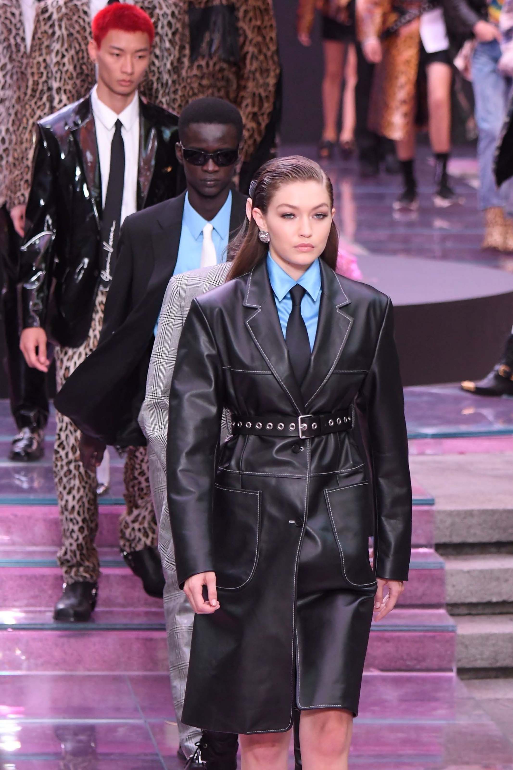 Gigi Hadid on the runway at the Versace fashion show