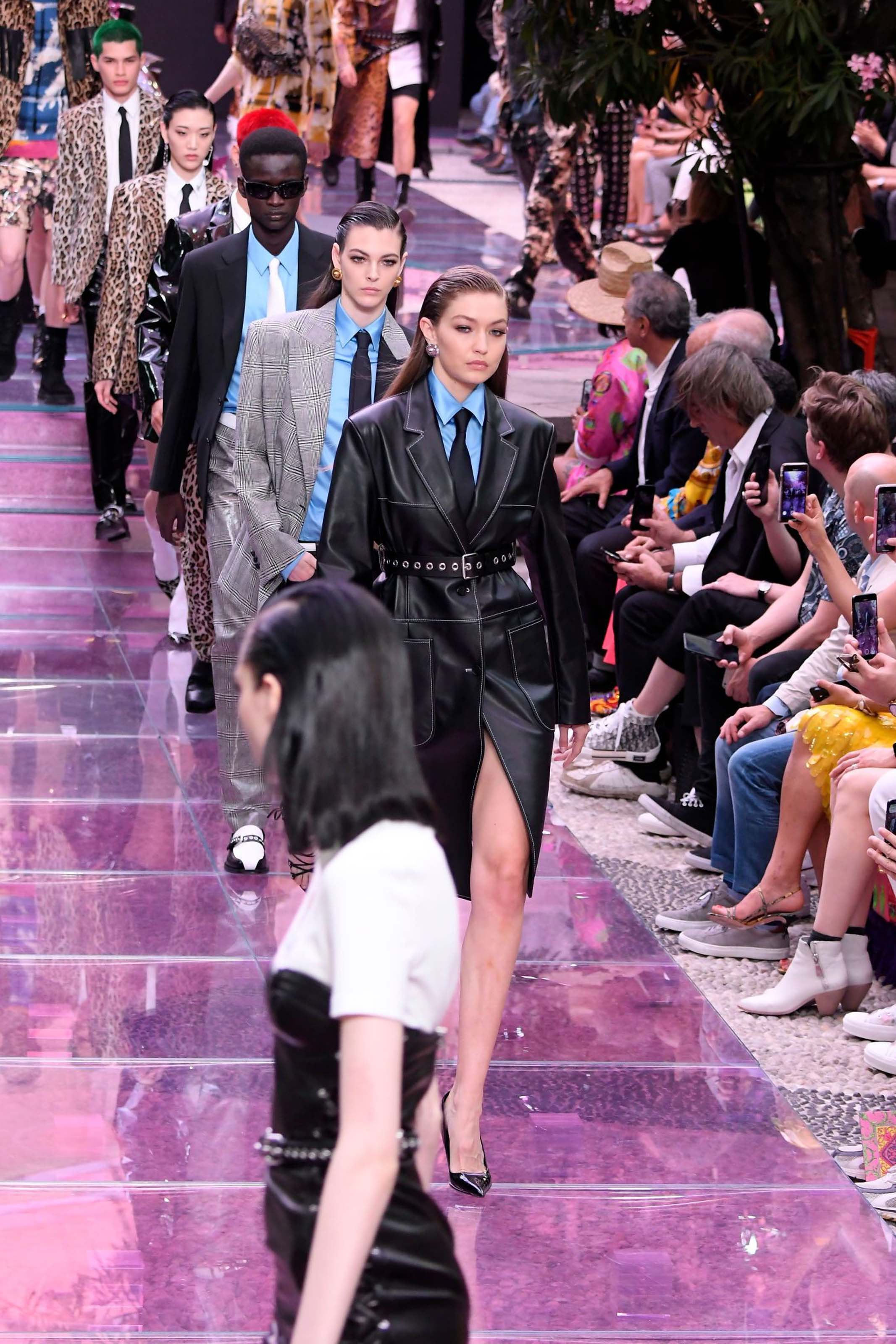 Gigi Hadid on the runway at the Versace fashion show