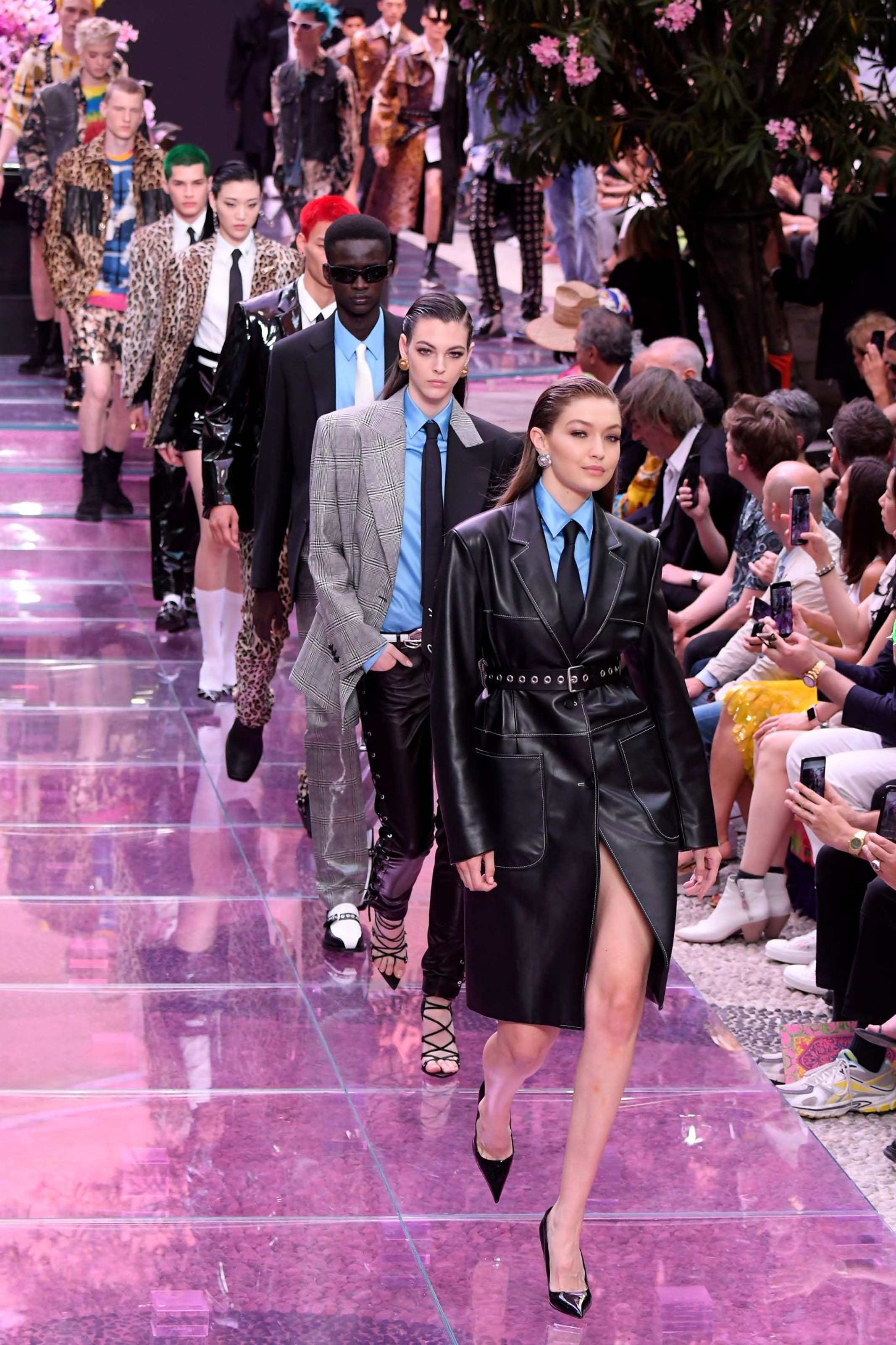 Gigi Hadid on the runway at the Versace fashion show