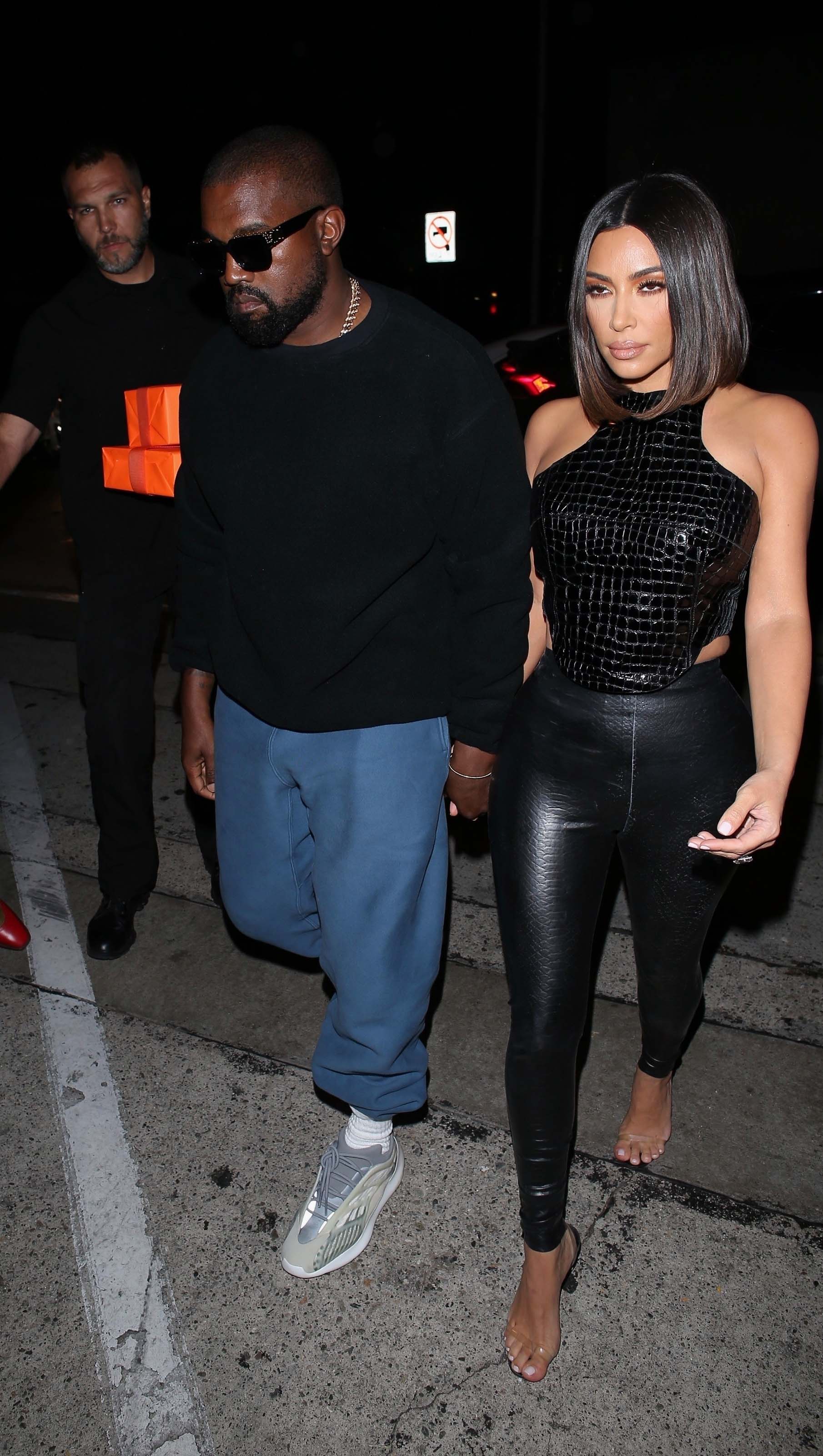 Kim Kardashian arrives at a dinner party at Craig’s