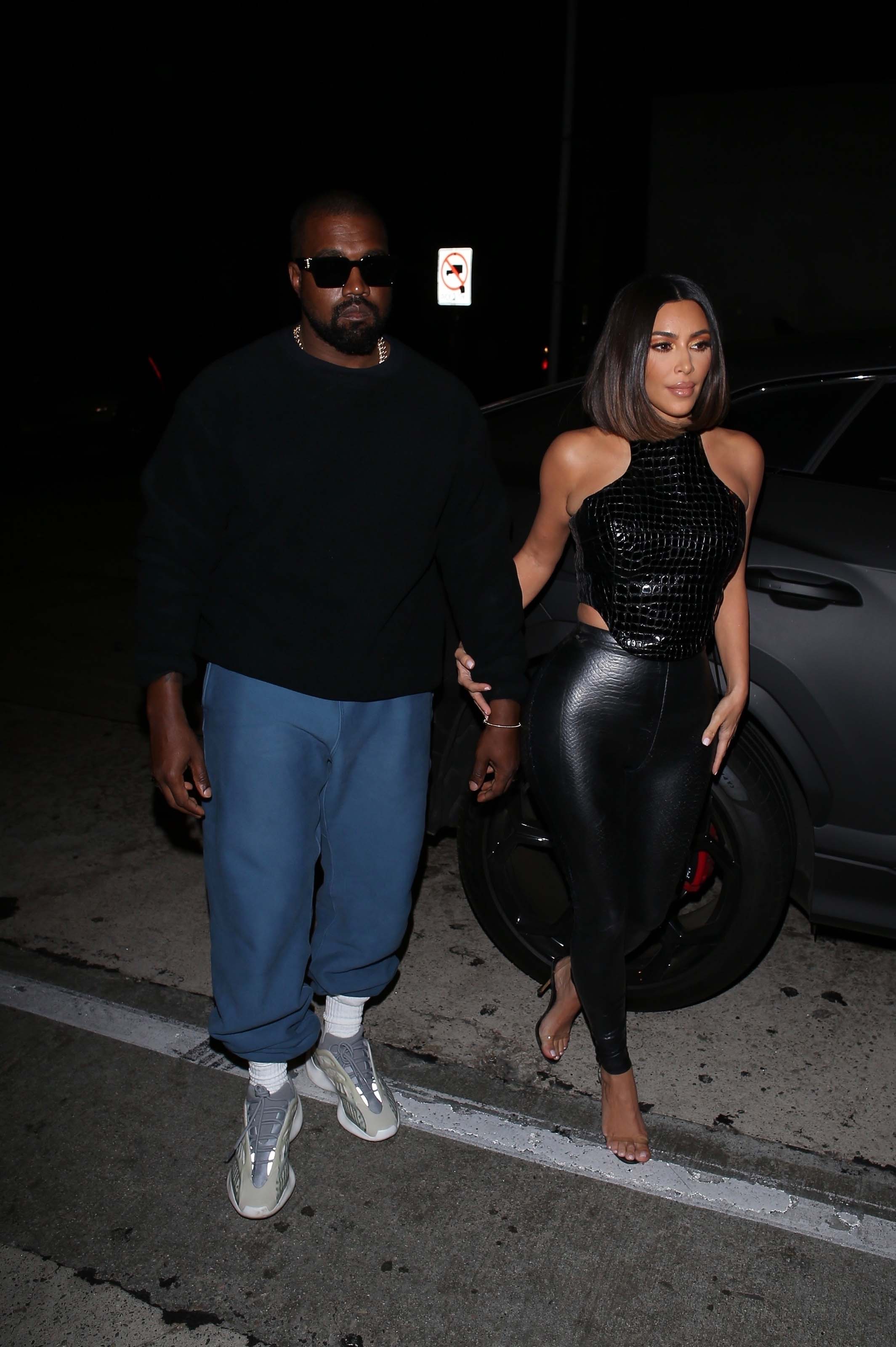 Kim Kardashian arrives at a dinner party at Craig’s