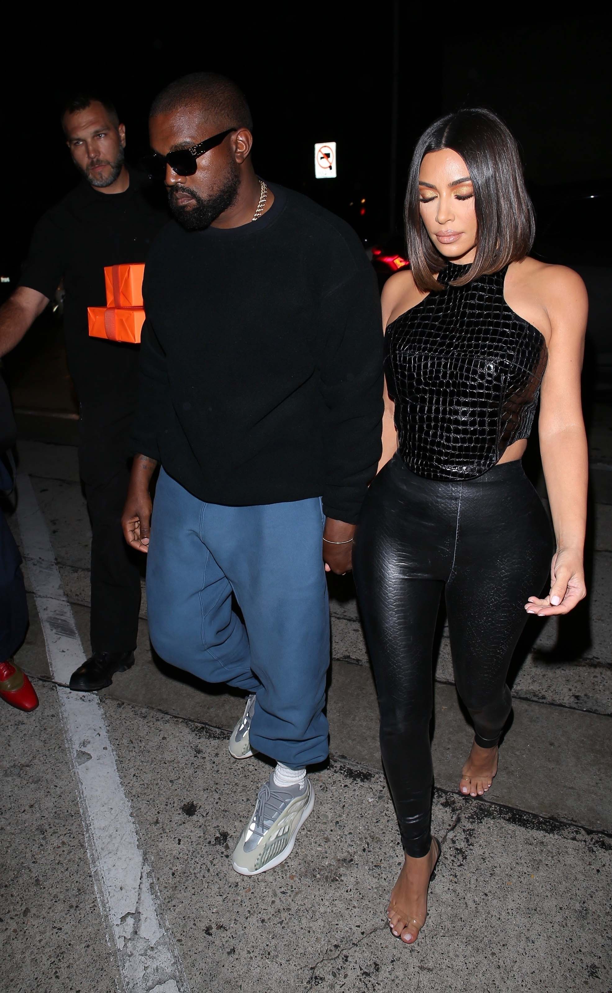 Kim Kardashian arrives at a dinner party at Craig’s