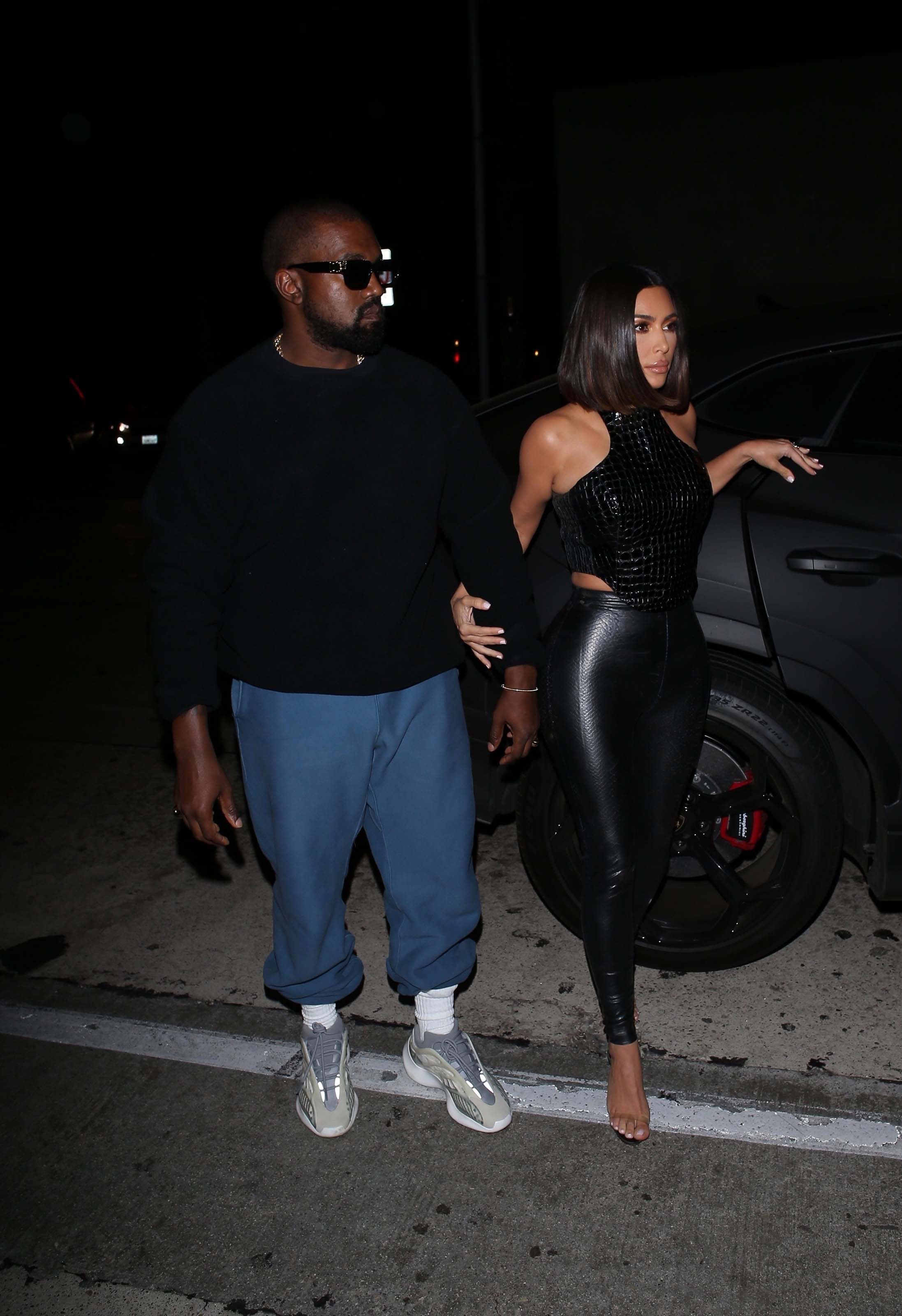 Kim Kardashian arrives at a dinner party at Craig’s