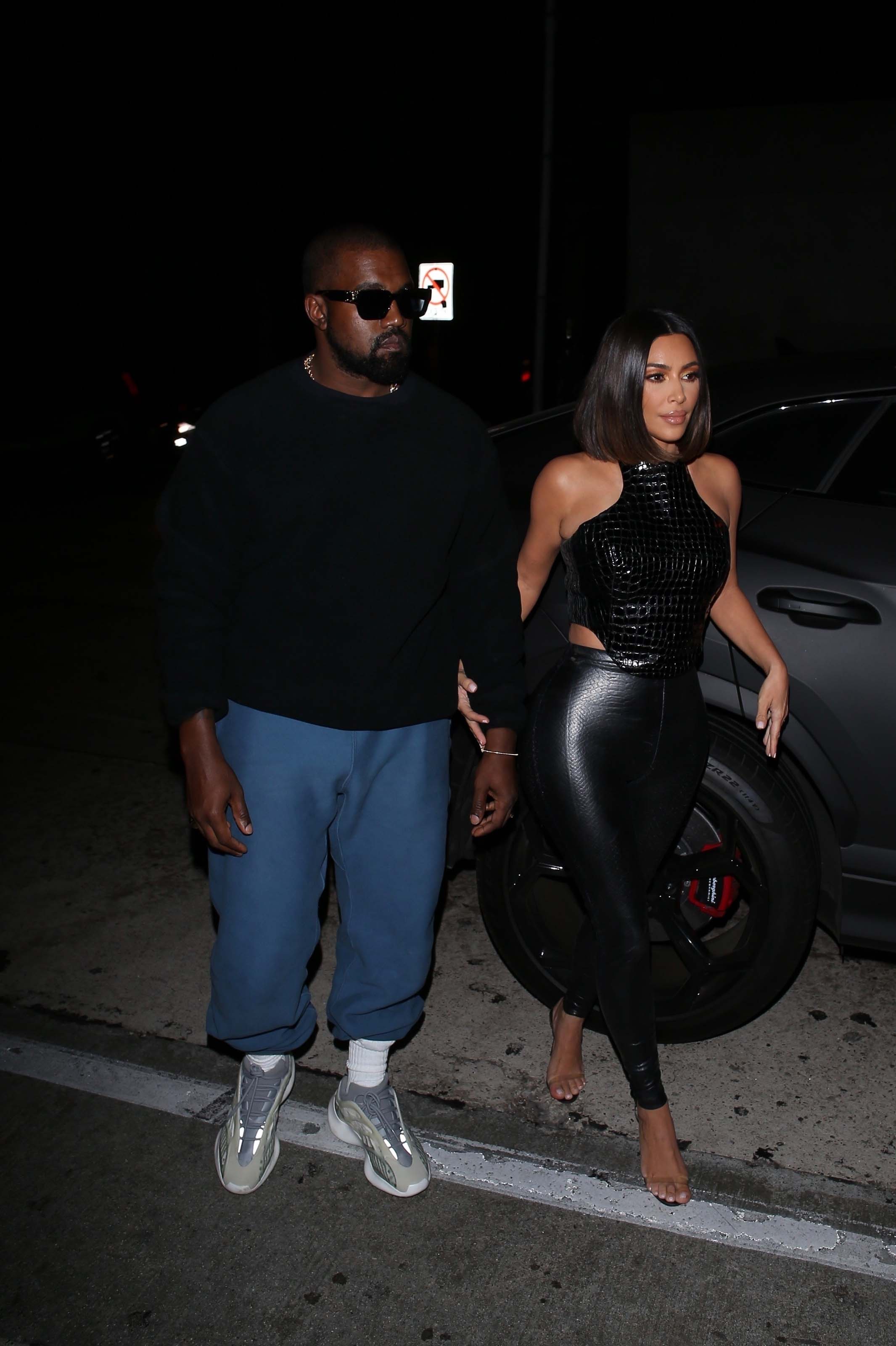 Kim Kardashian arrives at a dinner party at Craig’s