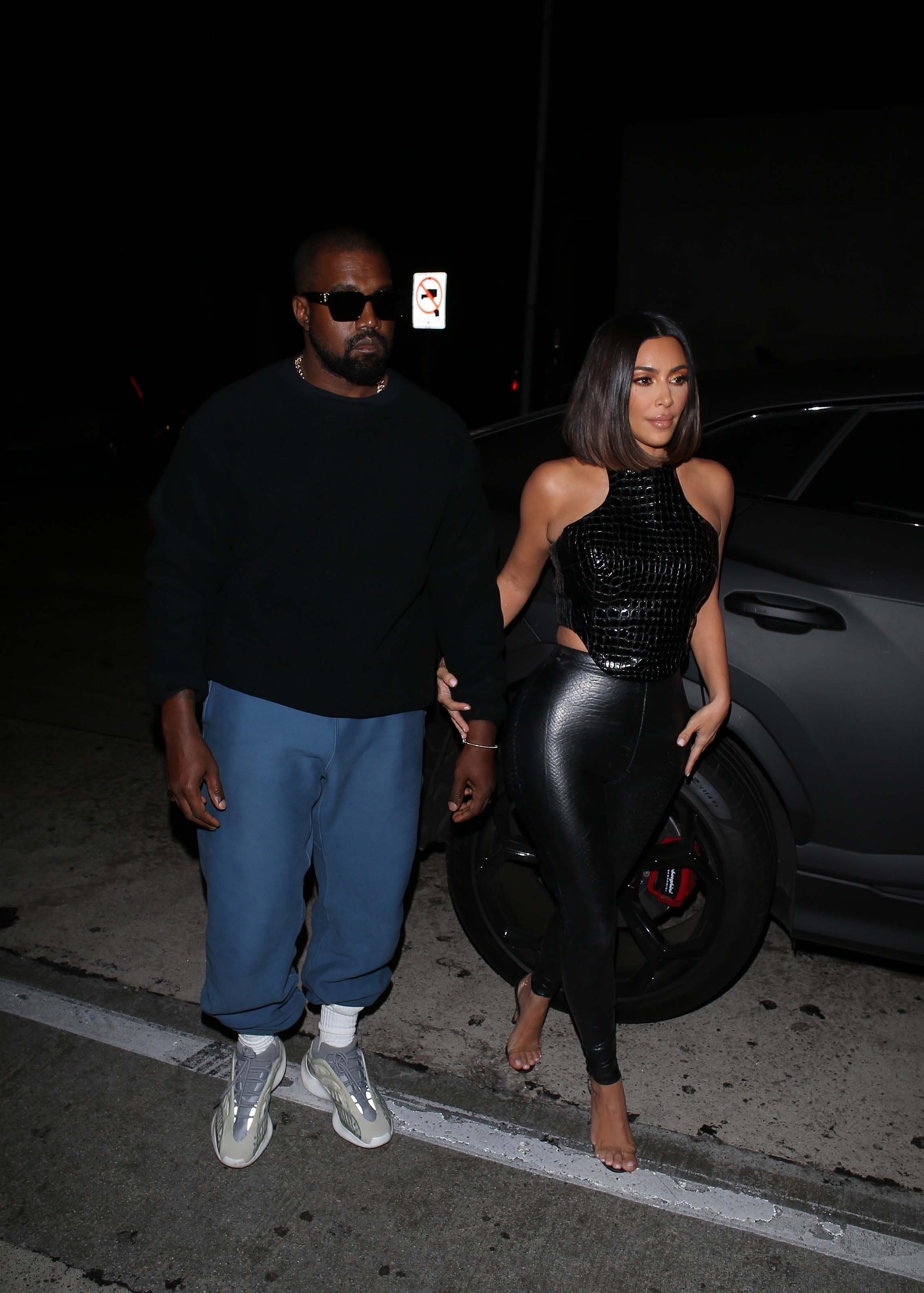 Kim Kardashian arrives at a dinner party at Craig’s