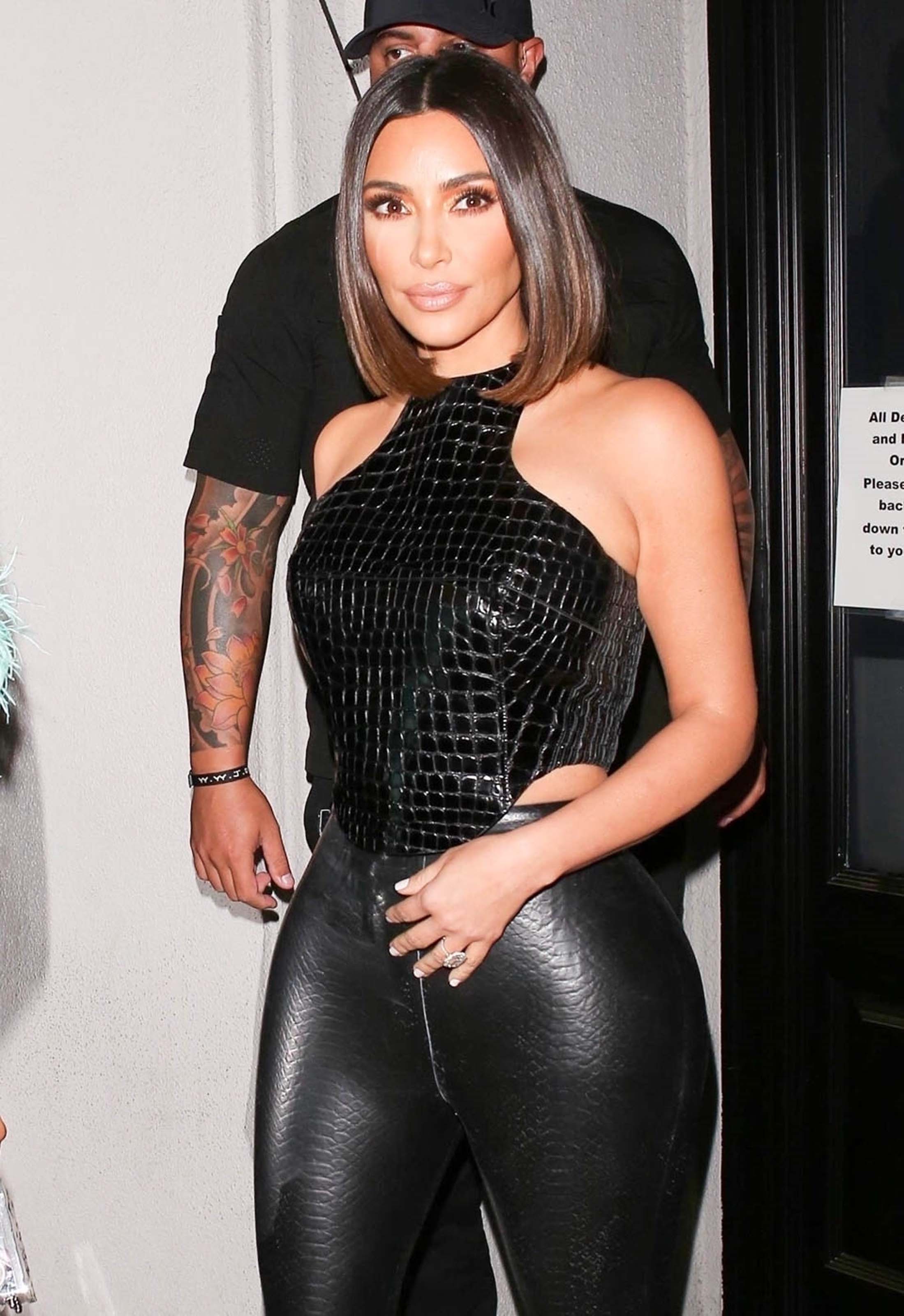 Kim Kardashian arrives at a dinner party at Craig’s