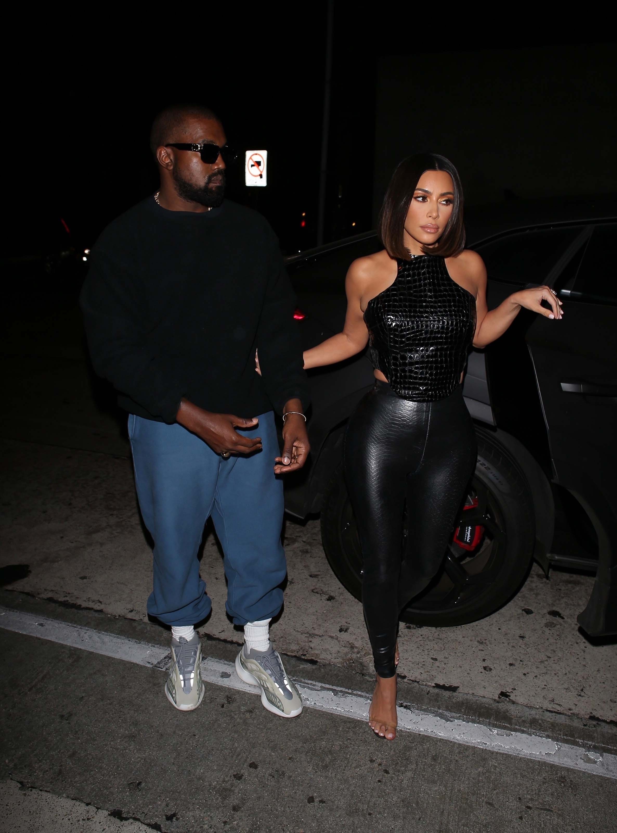 Kim Kardashian arrives at a dinner party at Craig’s