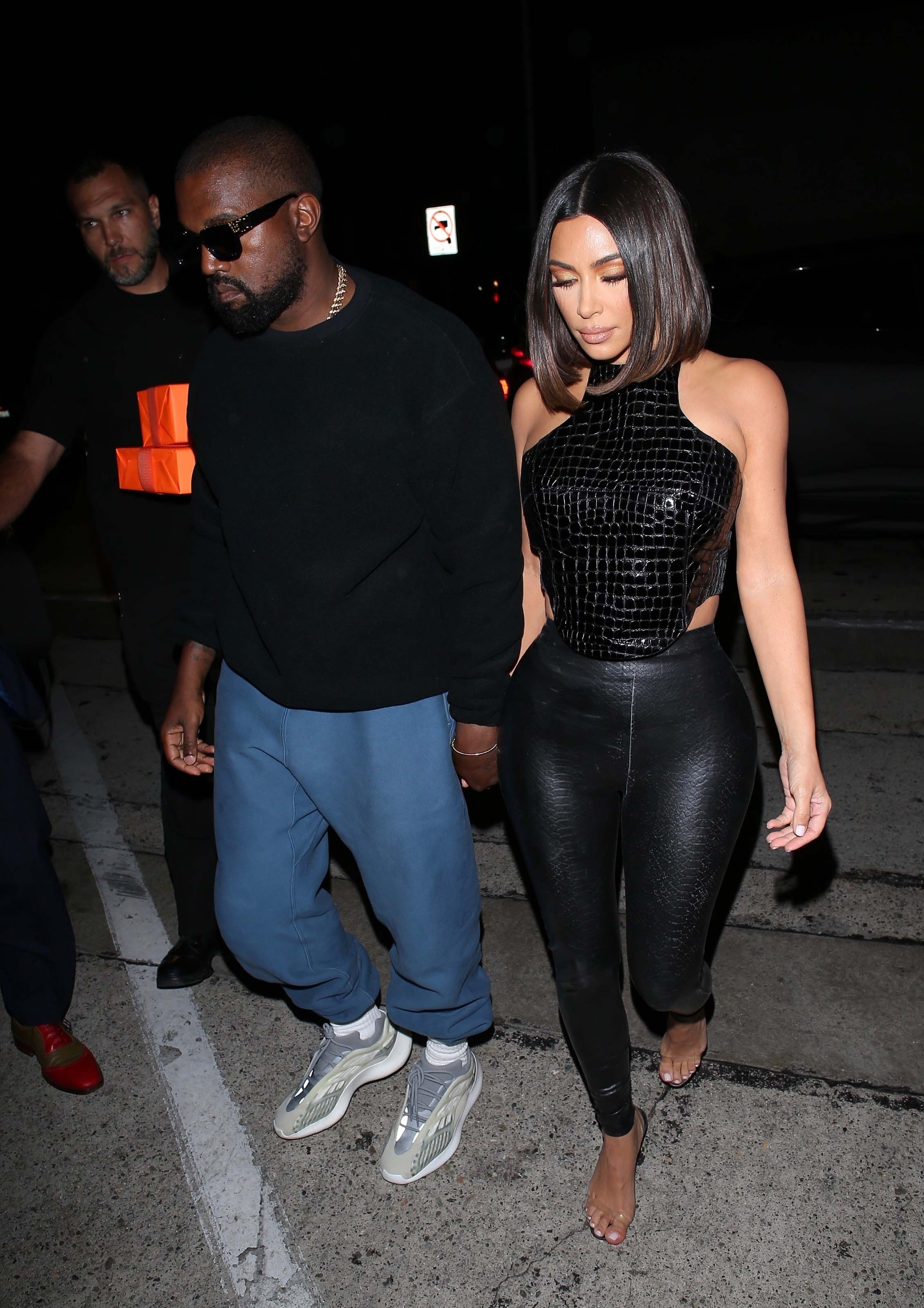 Kim Kardashian arrives at a dinner party at Craig’s