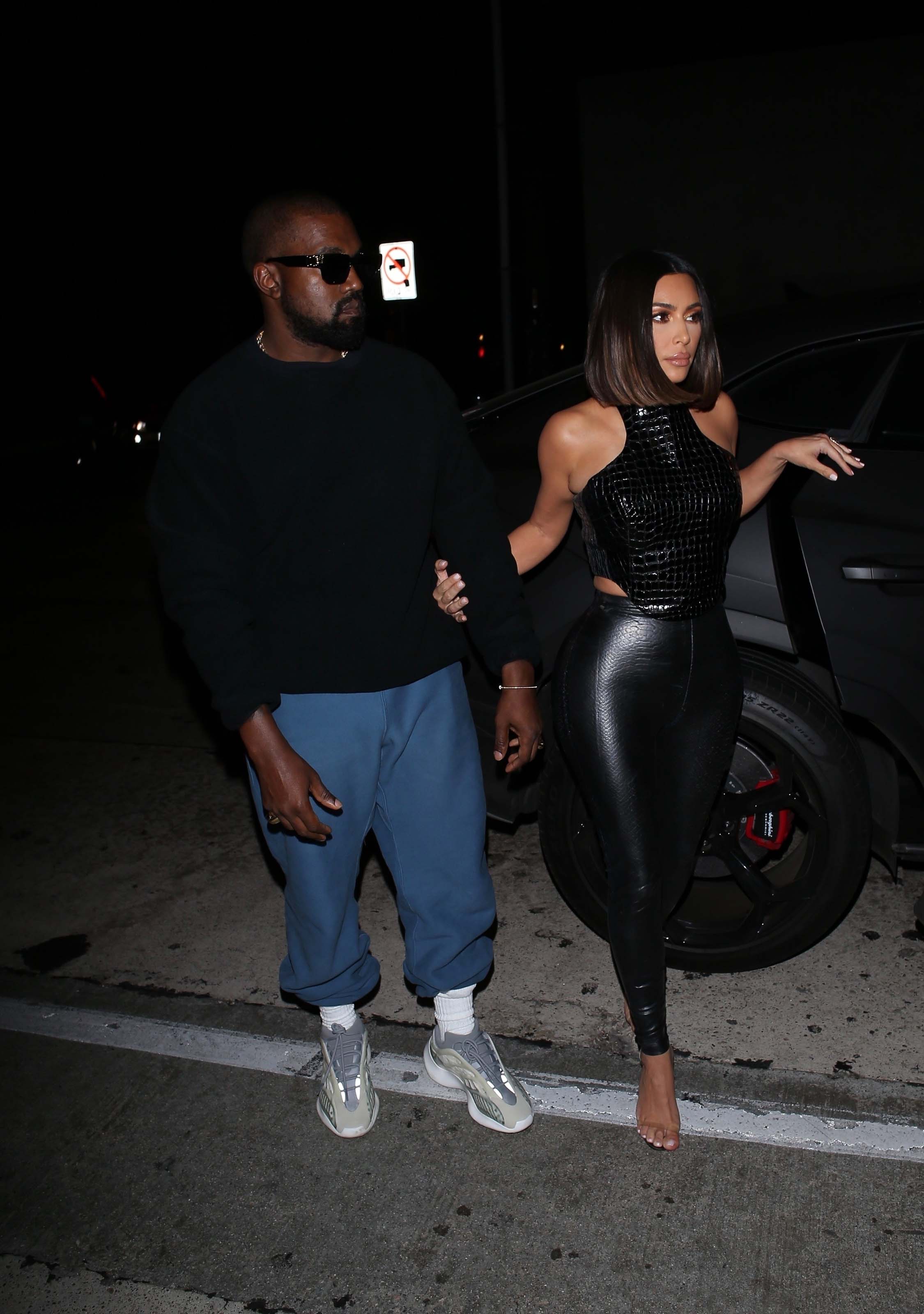 Kim Kardashian arrives at a dinner party at Craig’s