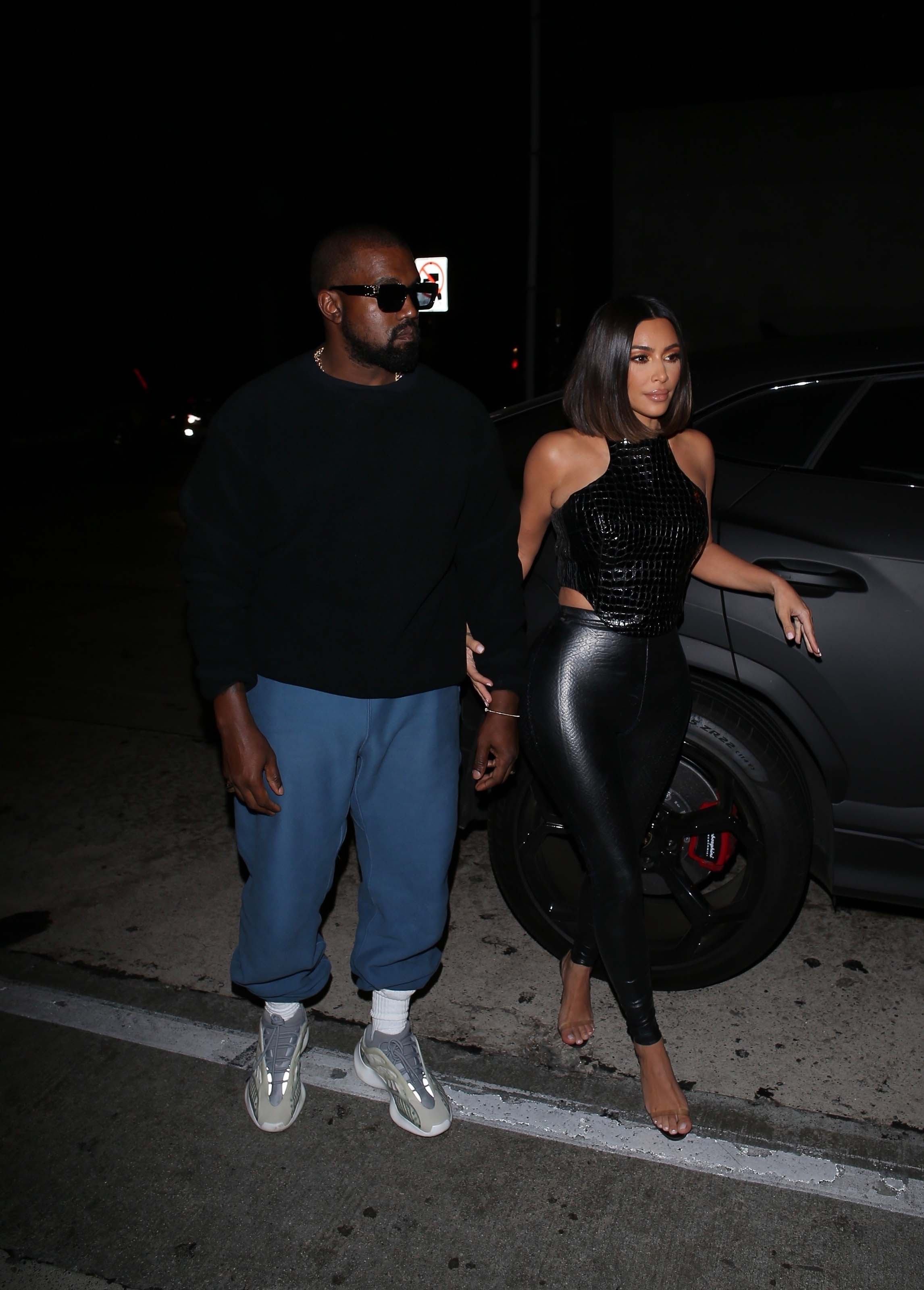 Kim Kardashian arrives at a dinner party at Craig’s