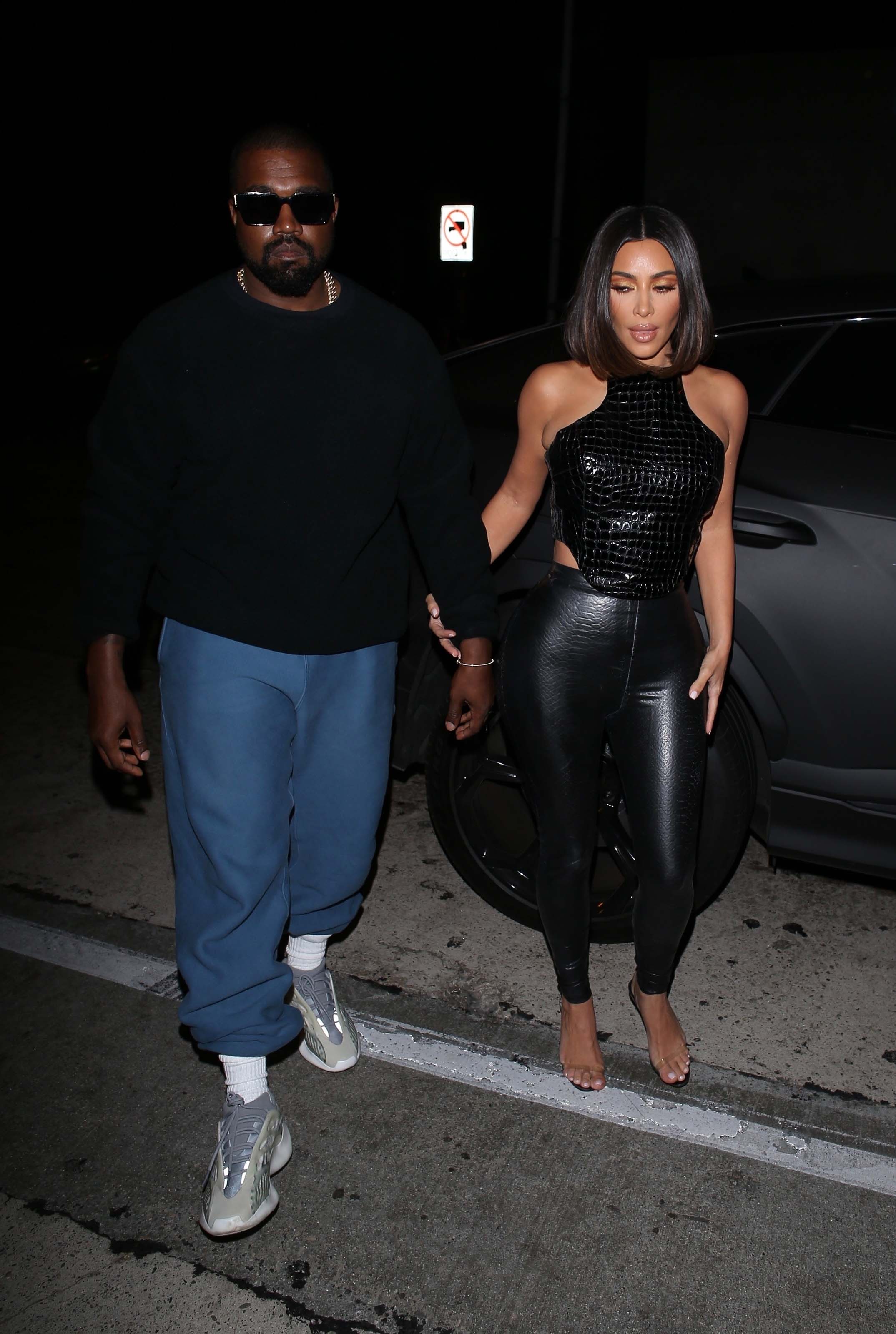 Kim Kardashian arrives at a dinner party at Craig’s