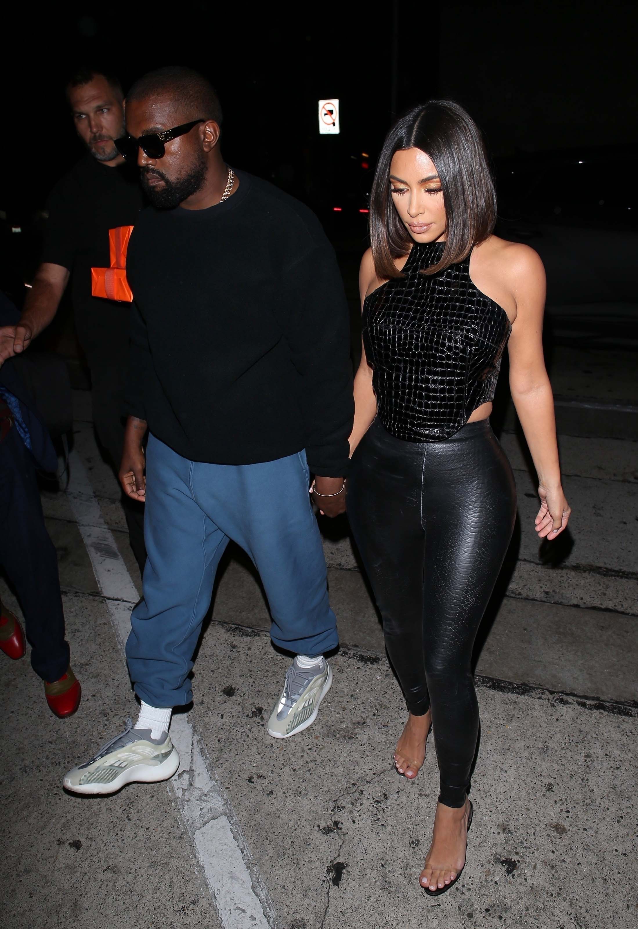 Kim Kardashian arrives at a dinner party at Craig’s