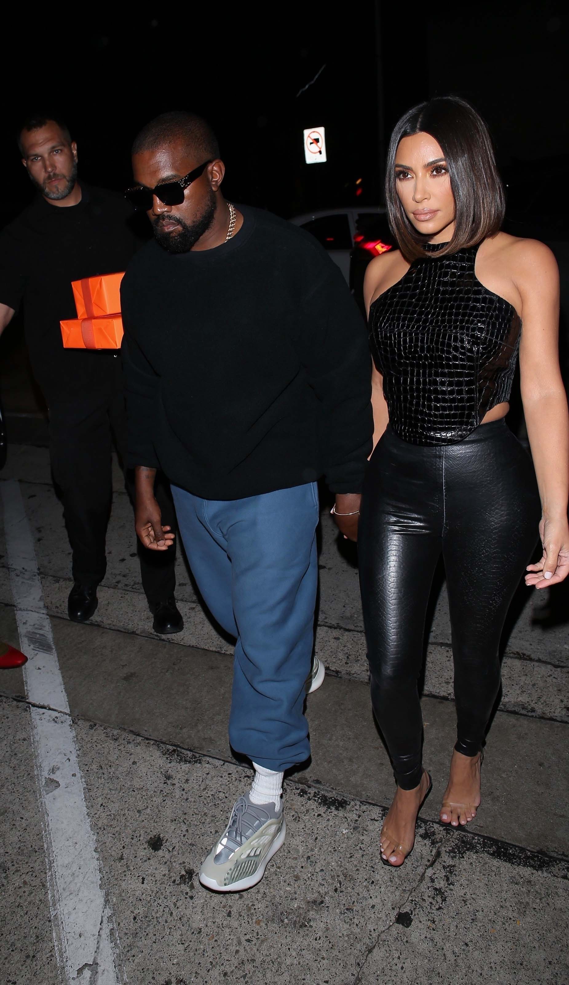 Kim Kardashian arrives at a dinner party at Craig’s