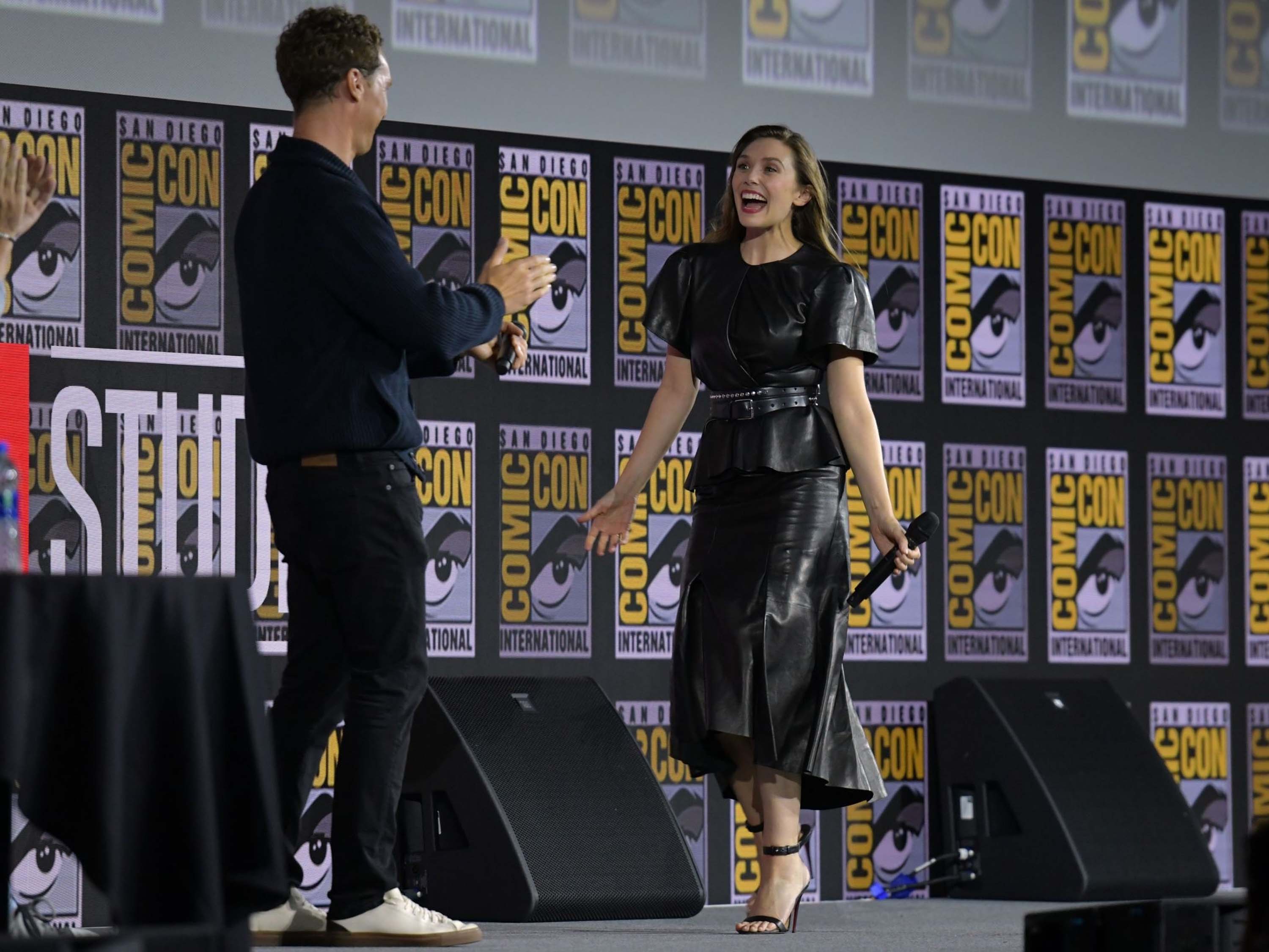 Elizabeth Olsen attends Marvel presentation at Comic Con