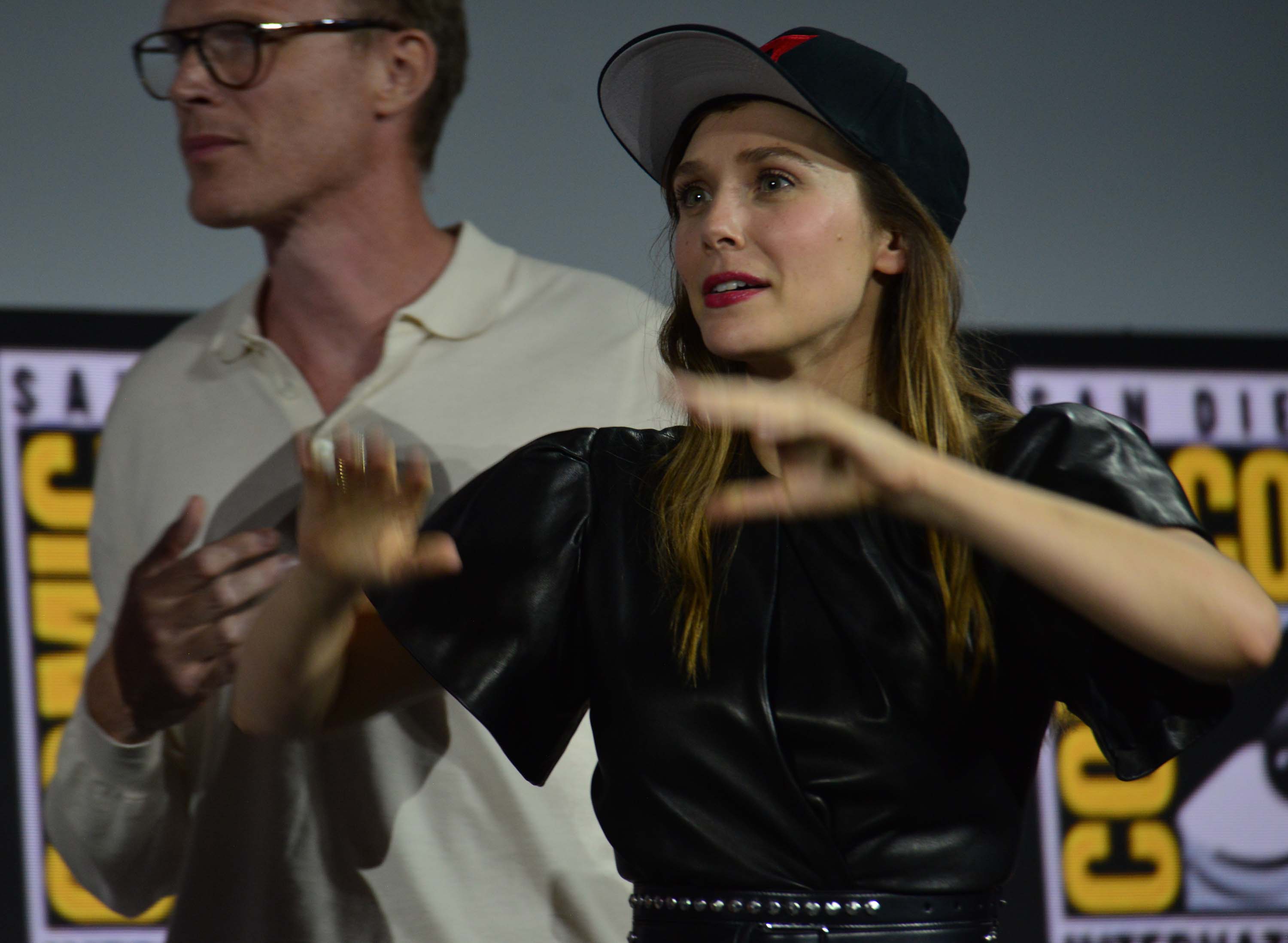 Elizabeth Olsen attends Marvel presentation at Comic Con