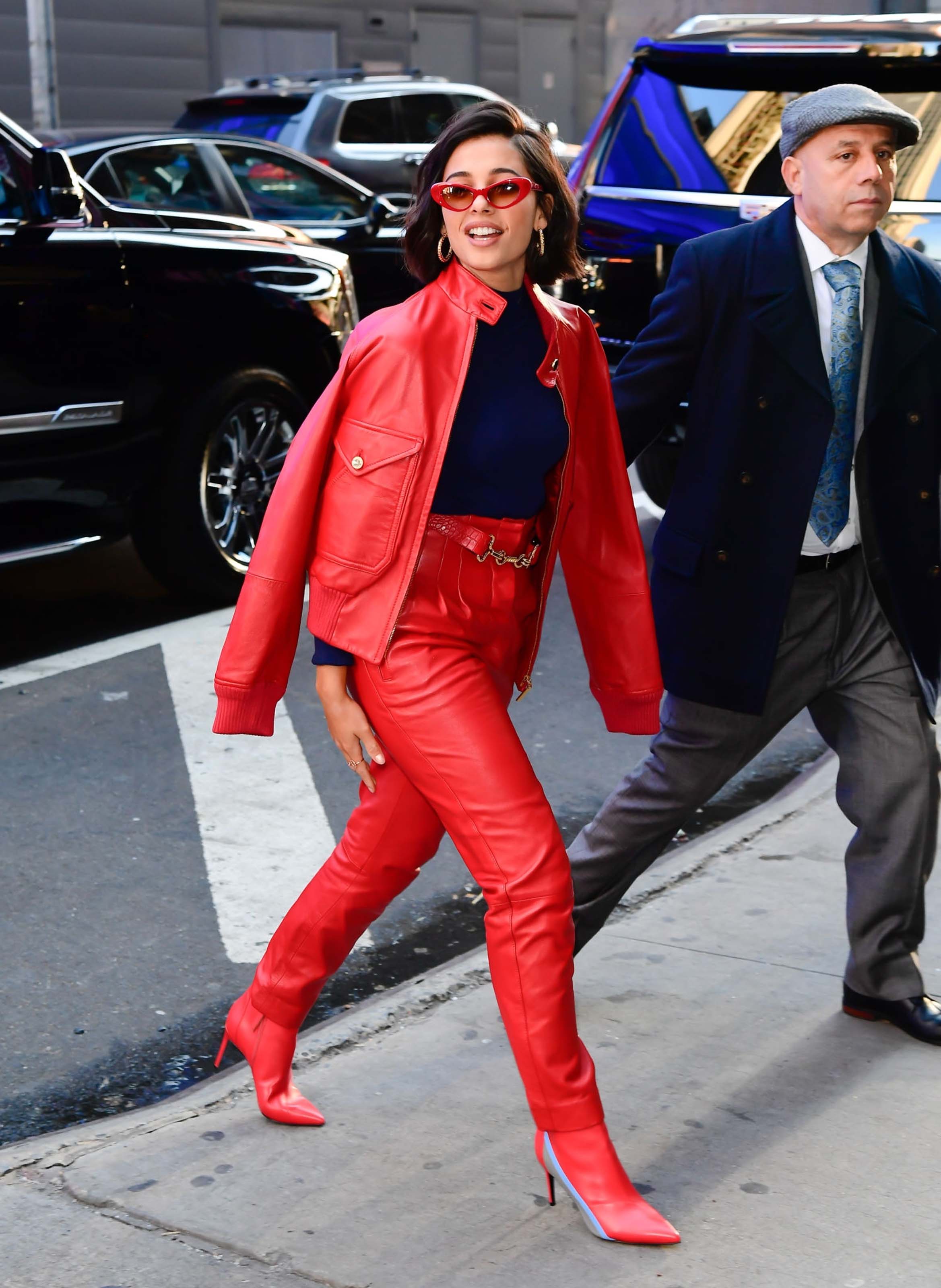 Naomi Scott arriving and leaving of the Good Morning America studios