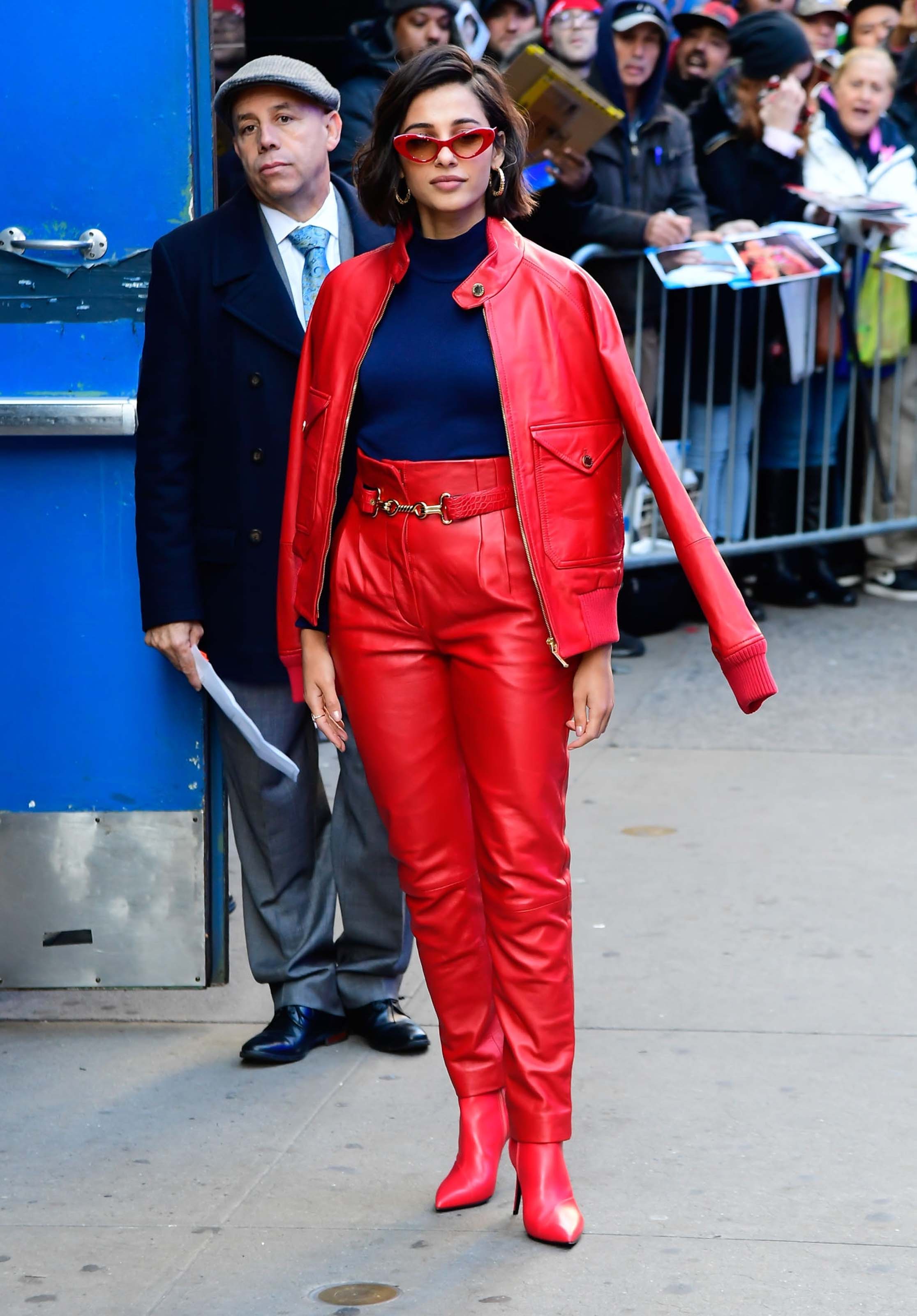 Naomi Scott arriving and leaving of the Good Morning America studios