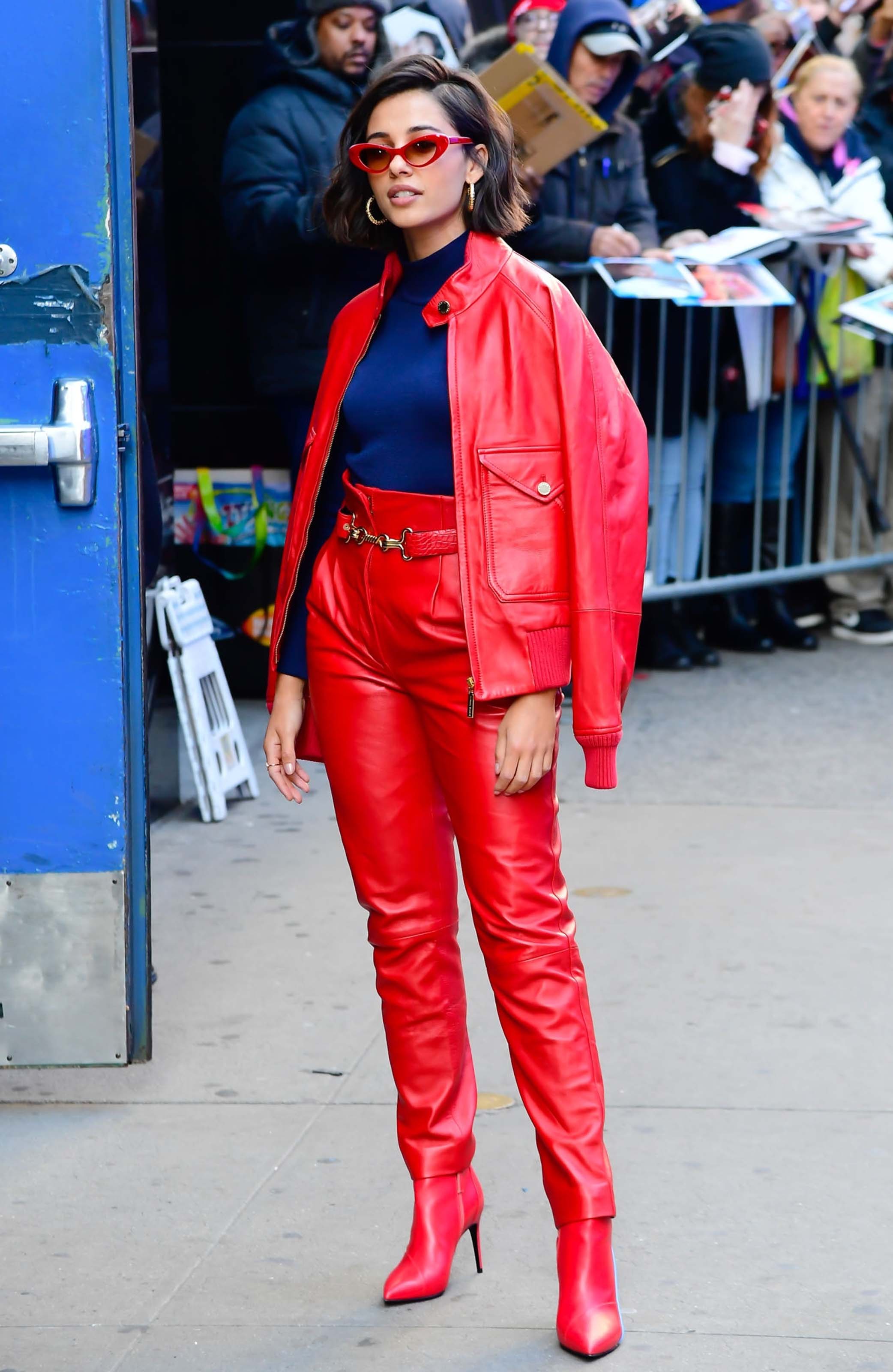 Naomi Scott arriving and leaving of the Good Morning America studios