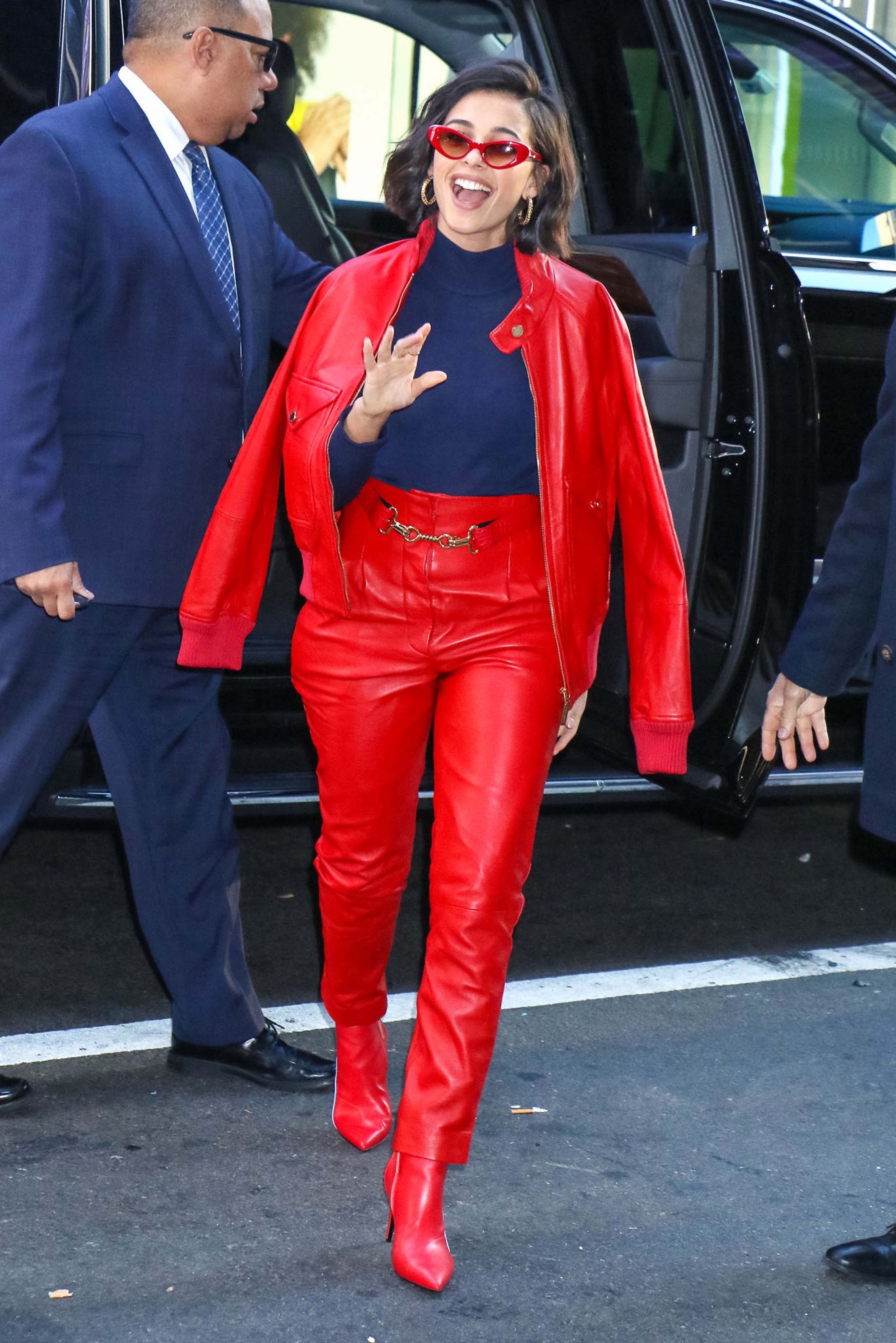 Naomi Scott arriving and leaving of the Good Morning America studios