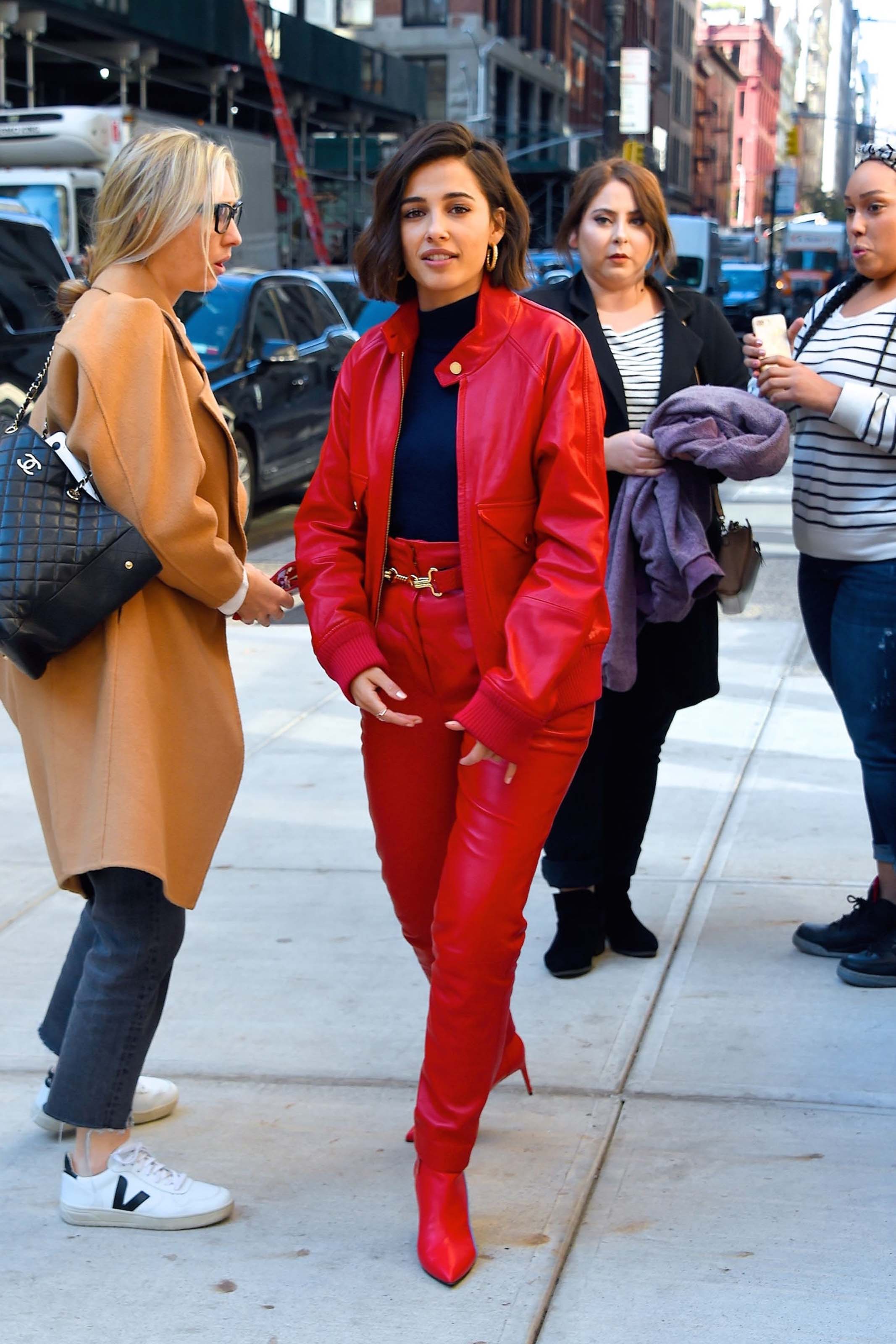 Naomi Scott arriving and leaving of the Good Morning America studios