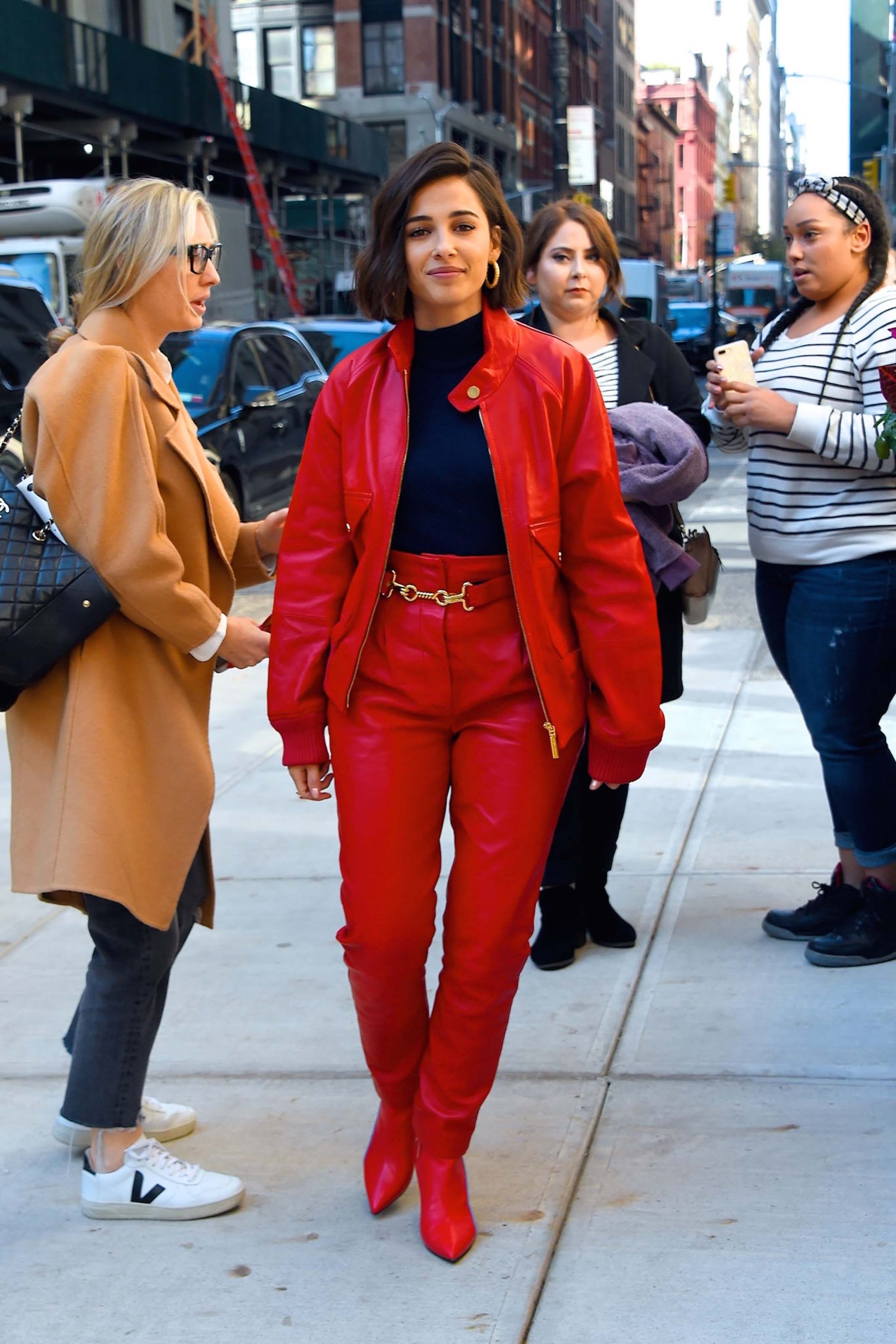 Naomi Scott arriving and leaving of the Good Morning America studios
