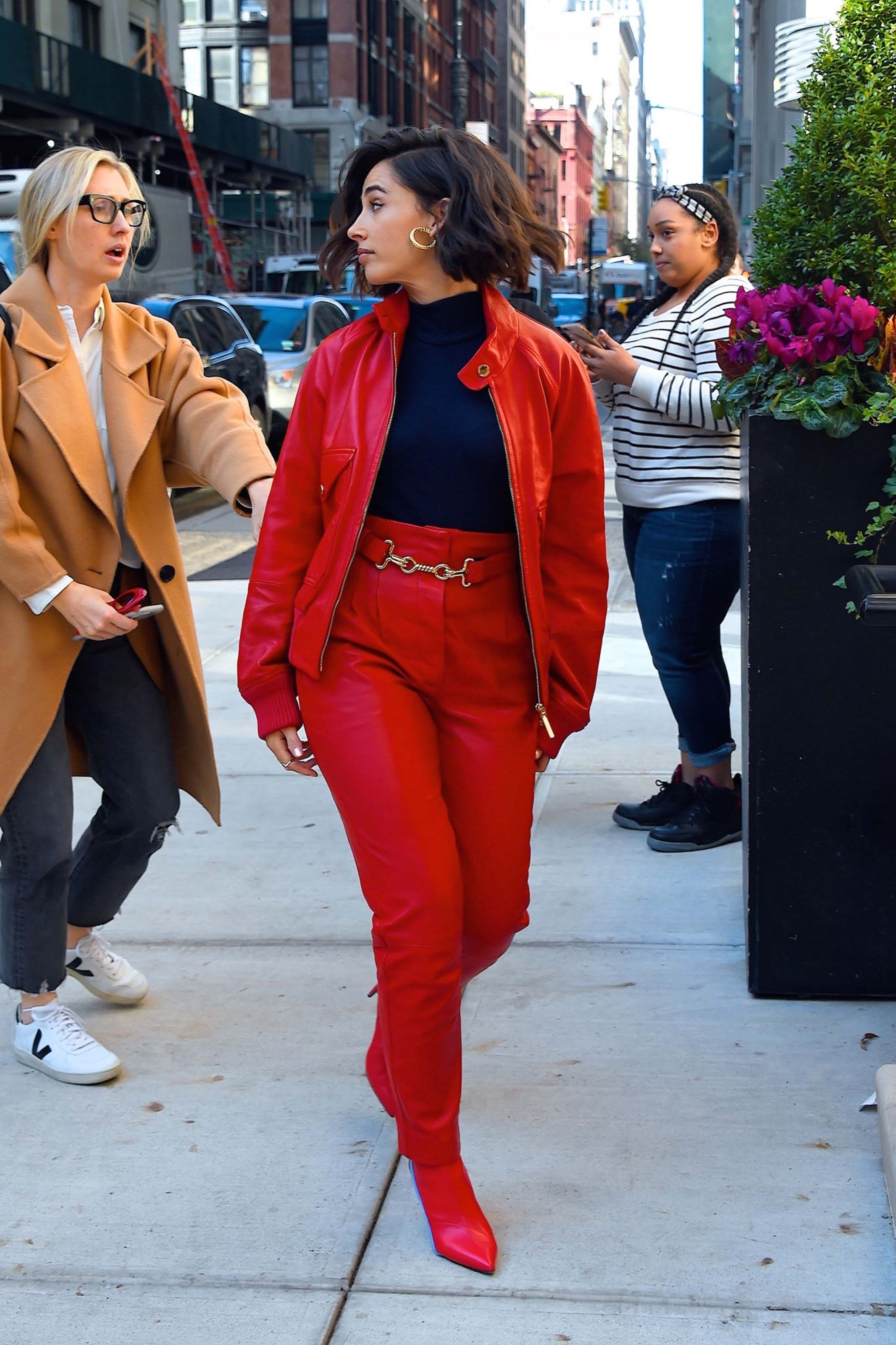 Naomi Scott arriving and leaving of the Good Morning America studios